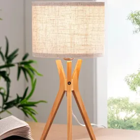 17.5" Beige Linen Modern Tripod Table Lamp, E26 Base-HLTL05U