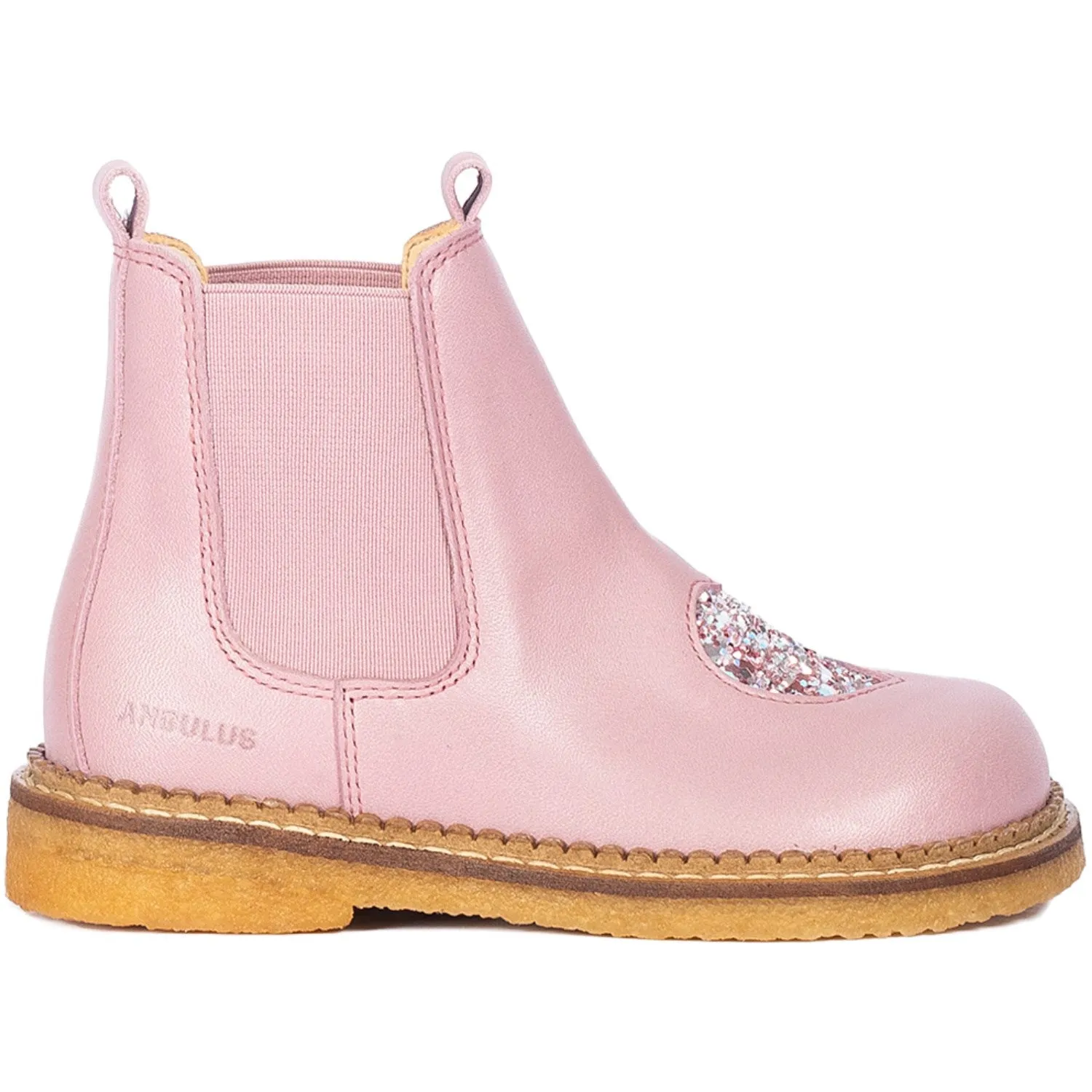 Angulus Mauve/Mauve Glitter Chelsea Heart Boot