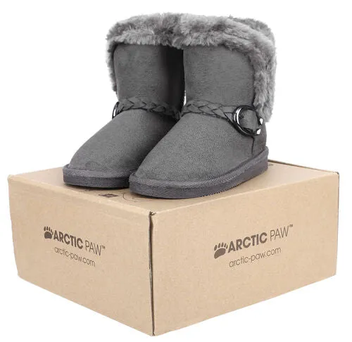 Arctic Paw - Girls Suede Faux Fur Lined Boots (trim-buckle)