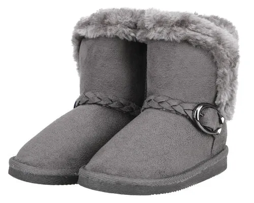 Arctic Paw - Girls Suede Faux Fur Lined Boots (trim-buckle)