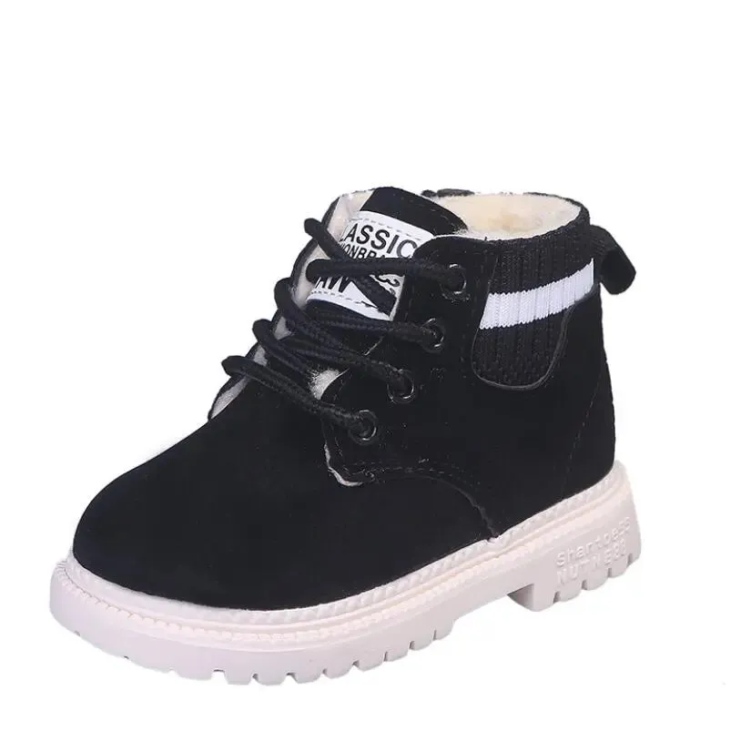 Autumn Winter Kids Plush Fashion Leather Boots