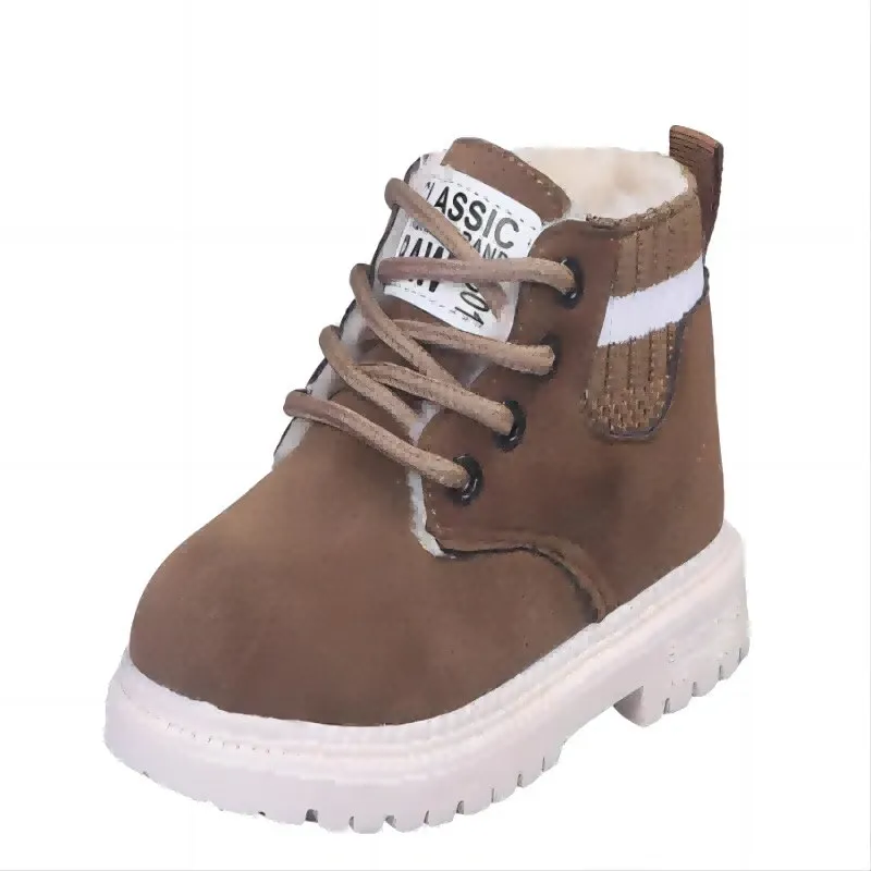 Autumn Winter Kids Plush Fashion Leather Boots