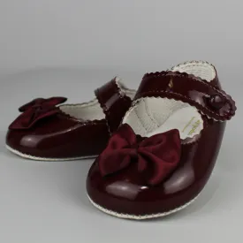 Baby Girl Pram Shoes - Burgundy