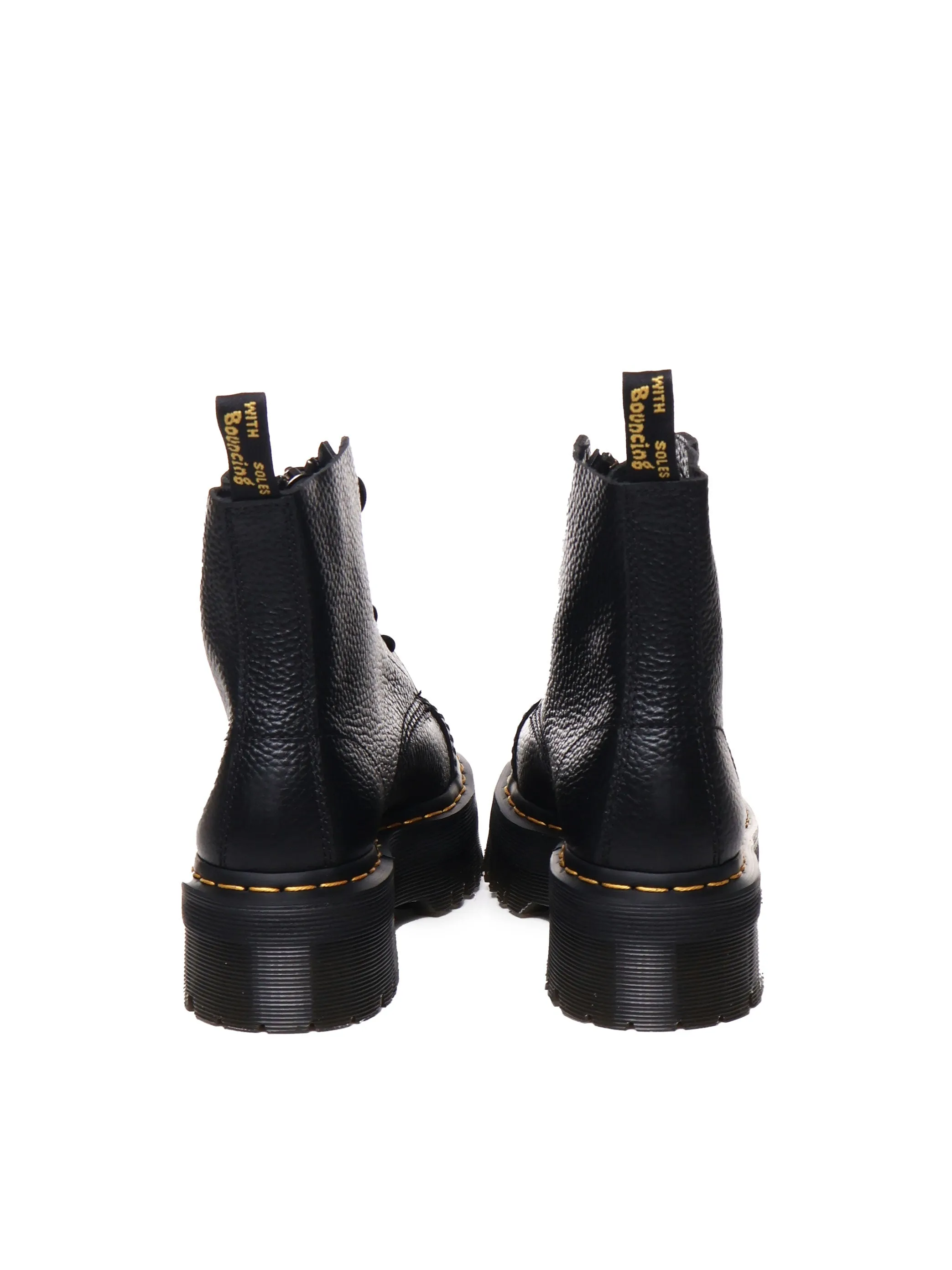 Black Milled Round Tip Boots