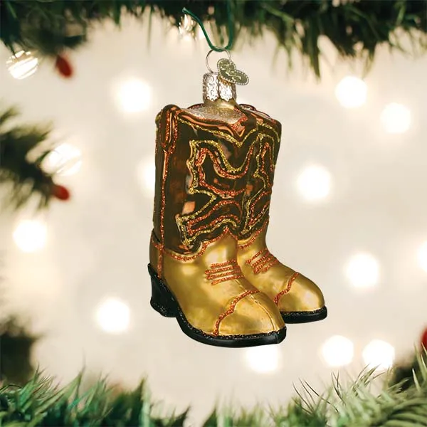 Brown Pair Of Cowboy Boots Ornament