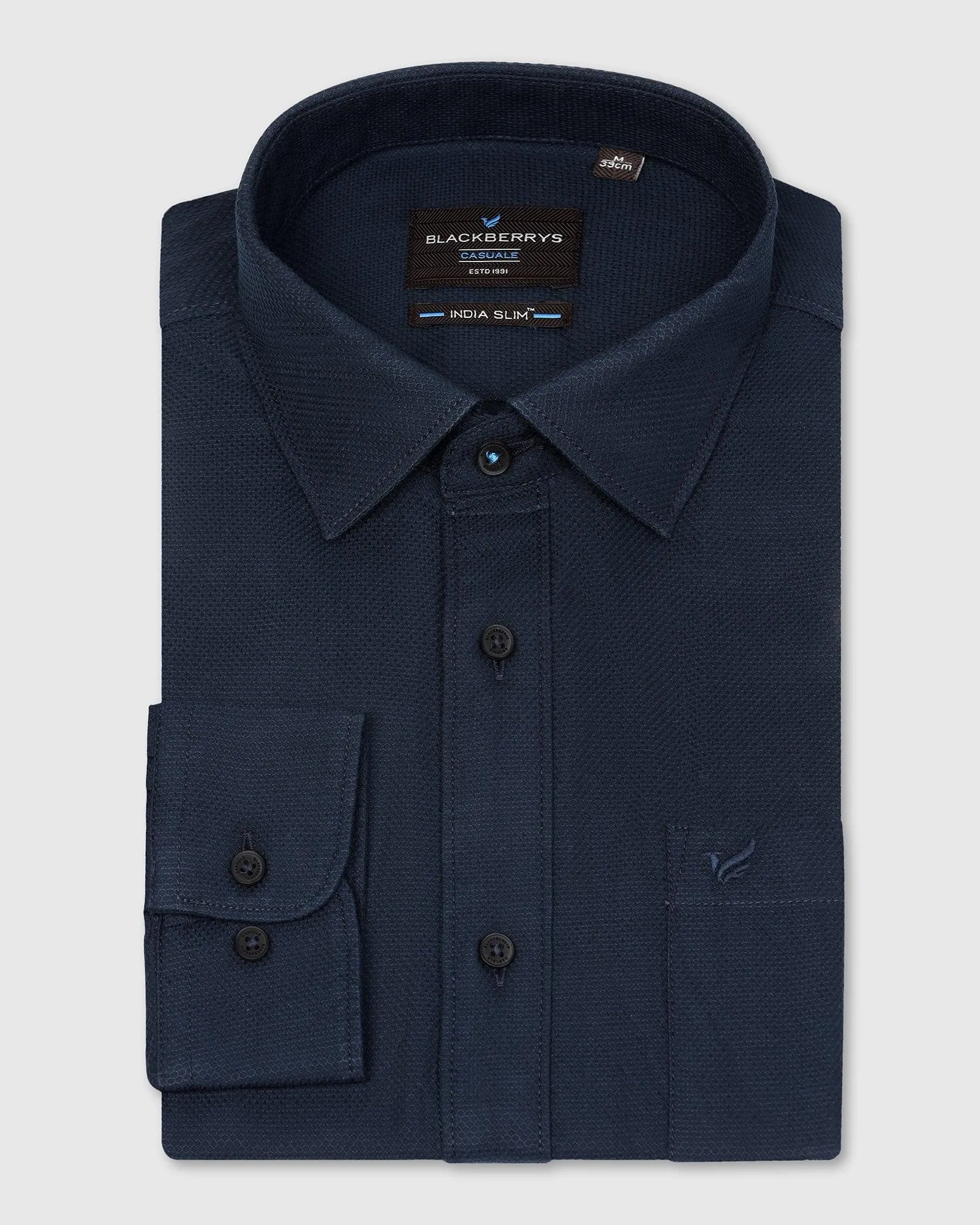 Casual Navy Solid Shirt - Jolt