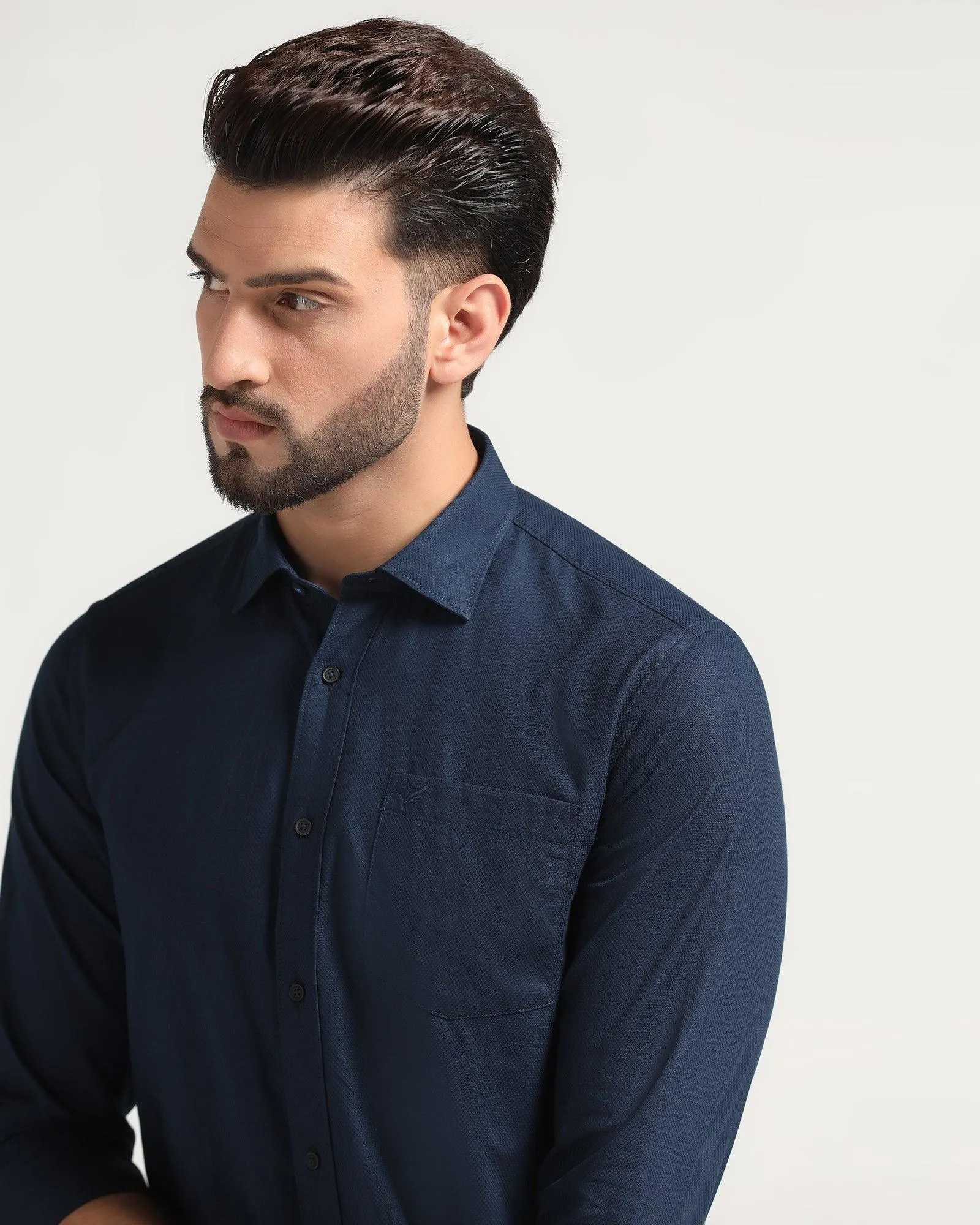 Casual Navy Solid Shirt - Jolt