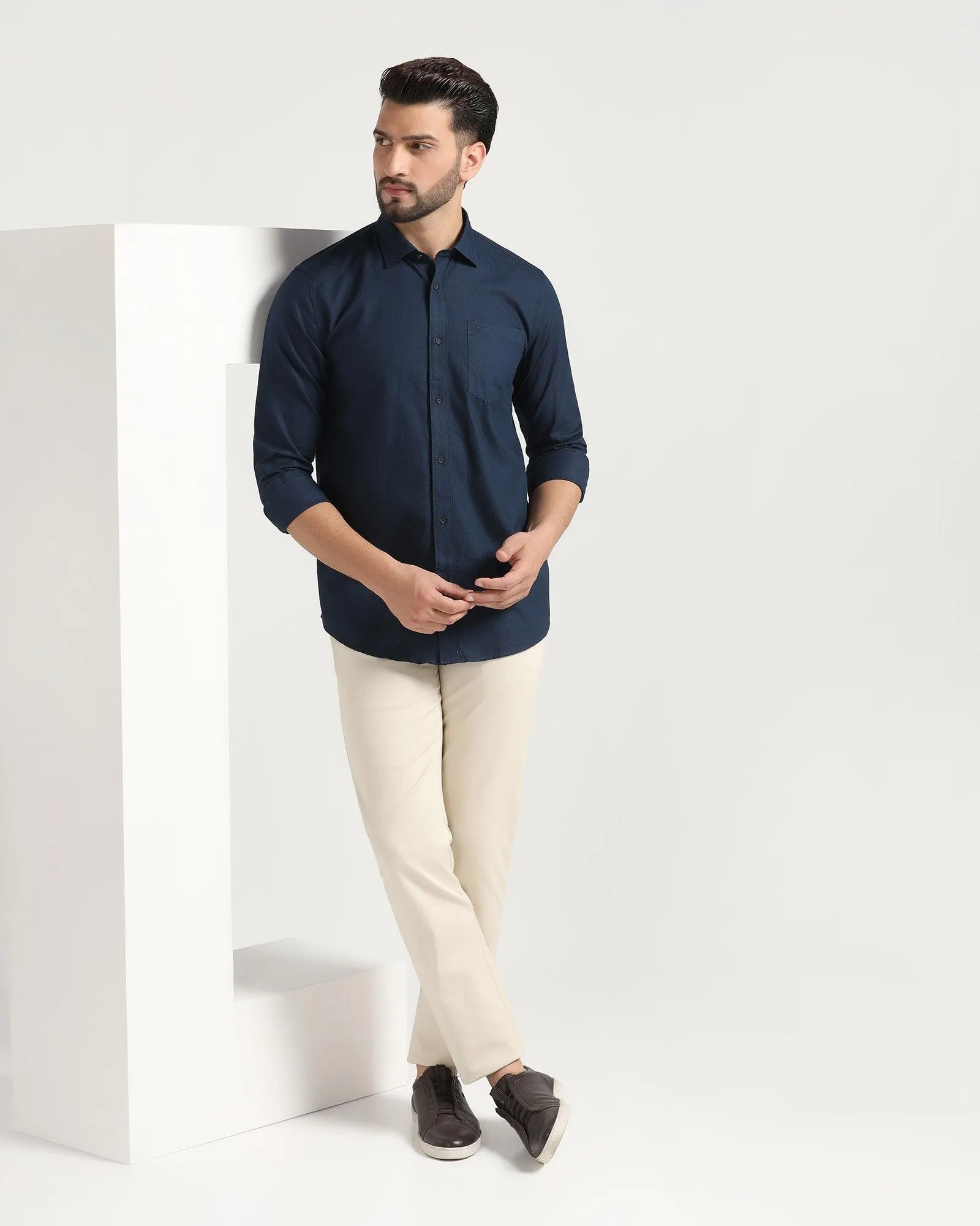 Casual Navy Solid Shirt - Jolt