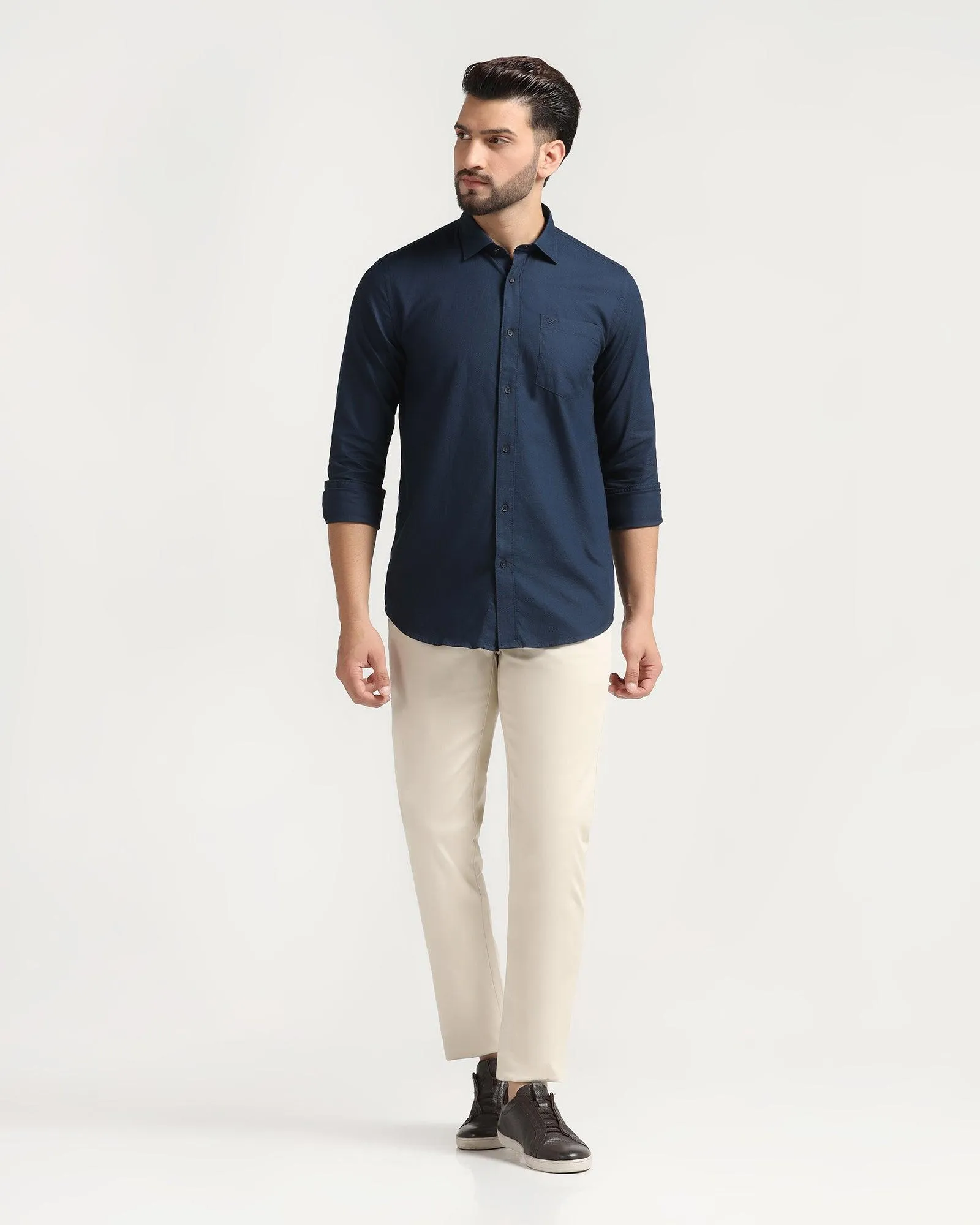 Casual Navy Solid Shirt - Jolt