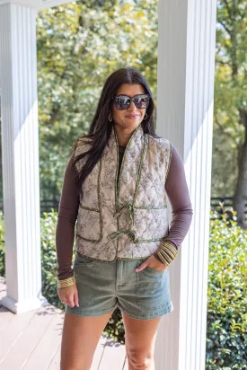 Comfy Florals Mocha Quilted Vest