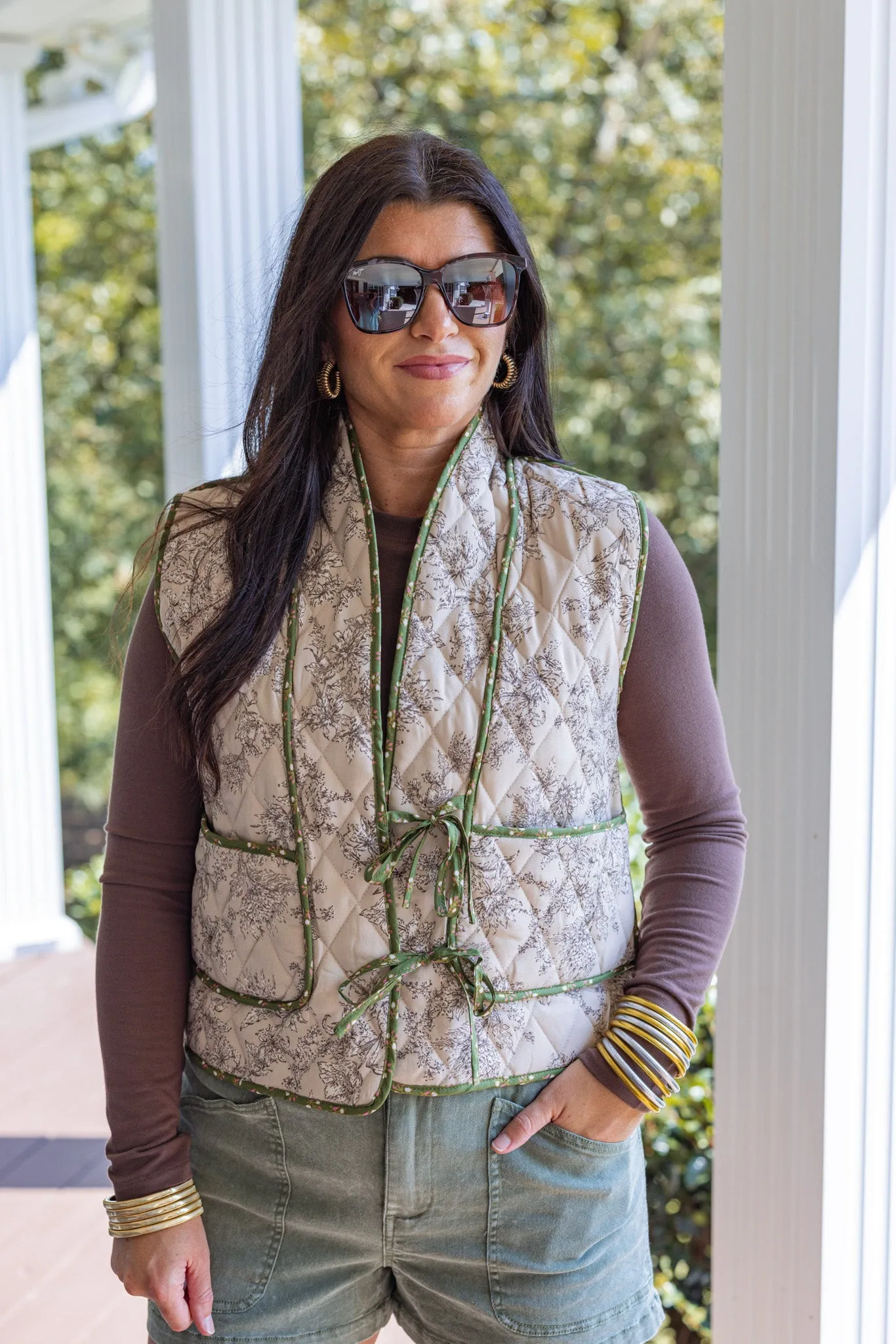 Comfy Florals Mocha Quilted Vest