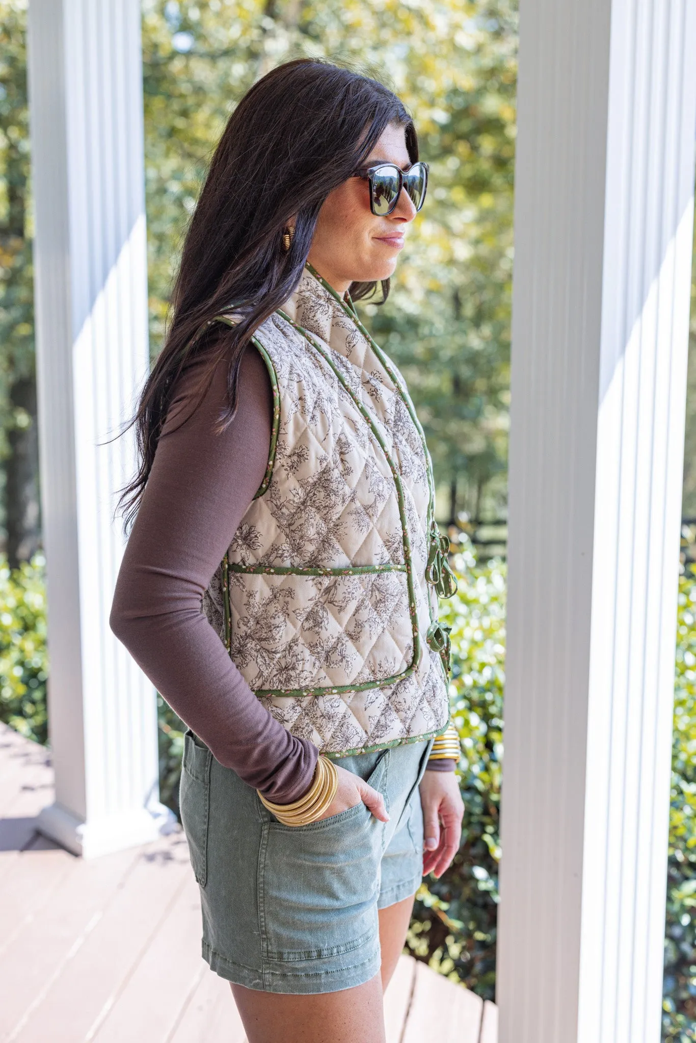 Comfy Florals Mocha Quilted Vest