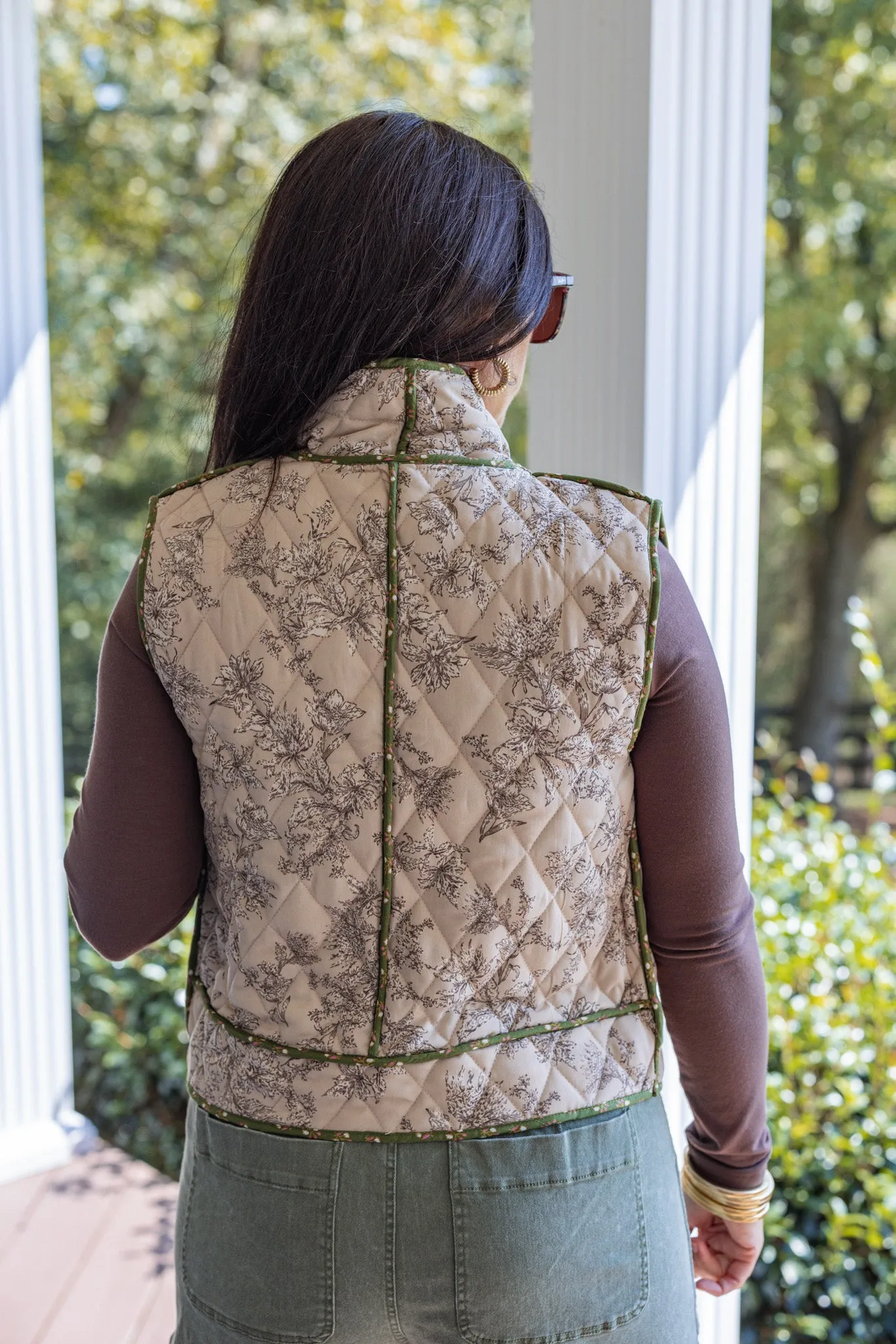 Comfy Florals Mocha Quilted Vest