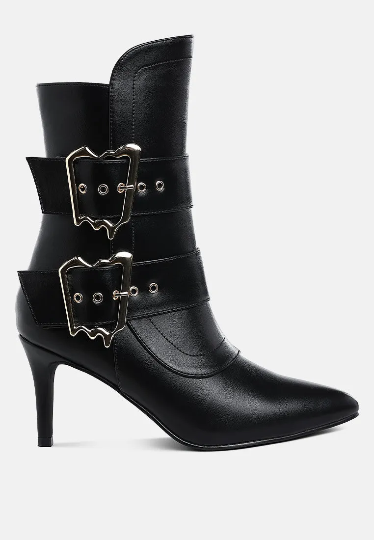 Ebera Chunky Buckle Strap Ankle Boots