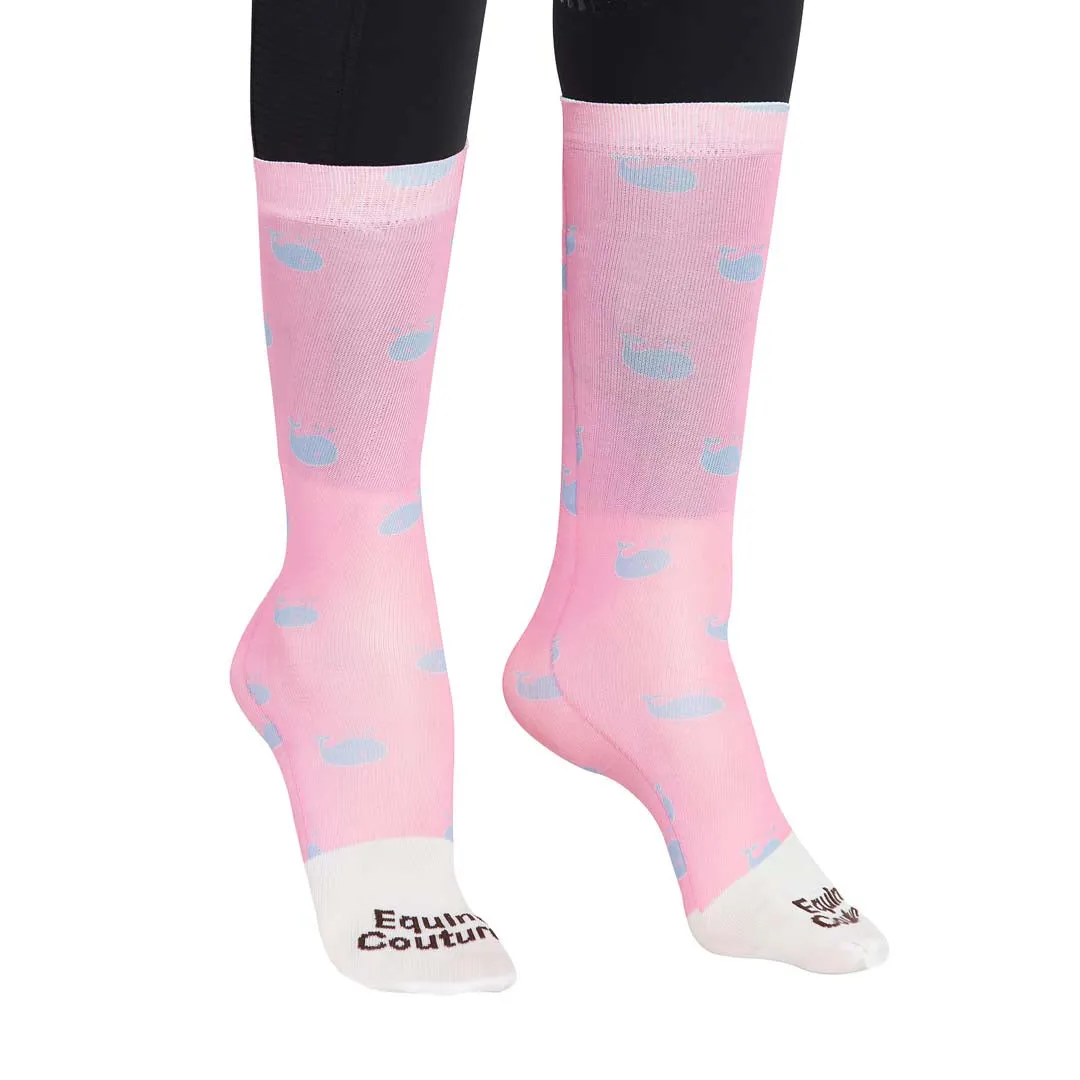 Equine Couture Ladies Whales Half Padded Knee Hi Boot Socks