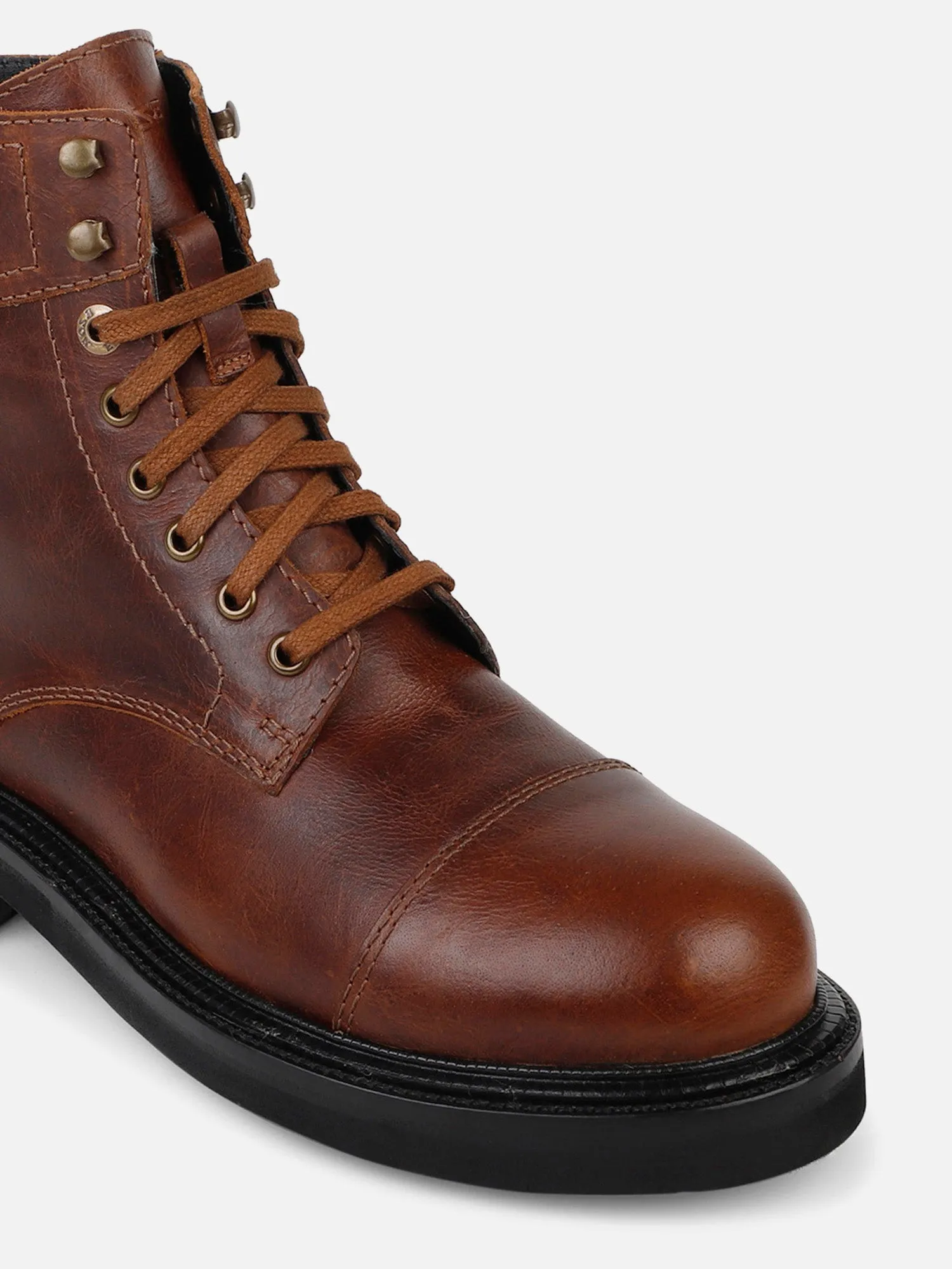 Ezok Leather Lace Up Boots For Men