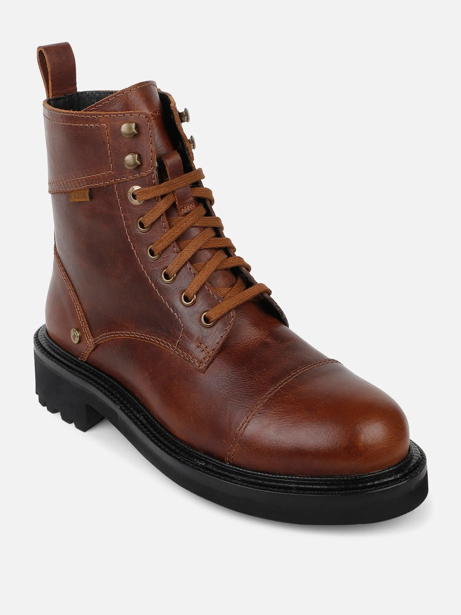 Ezok Leather Lace Up Boots For Men