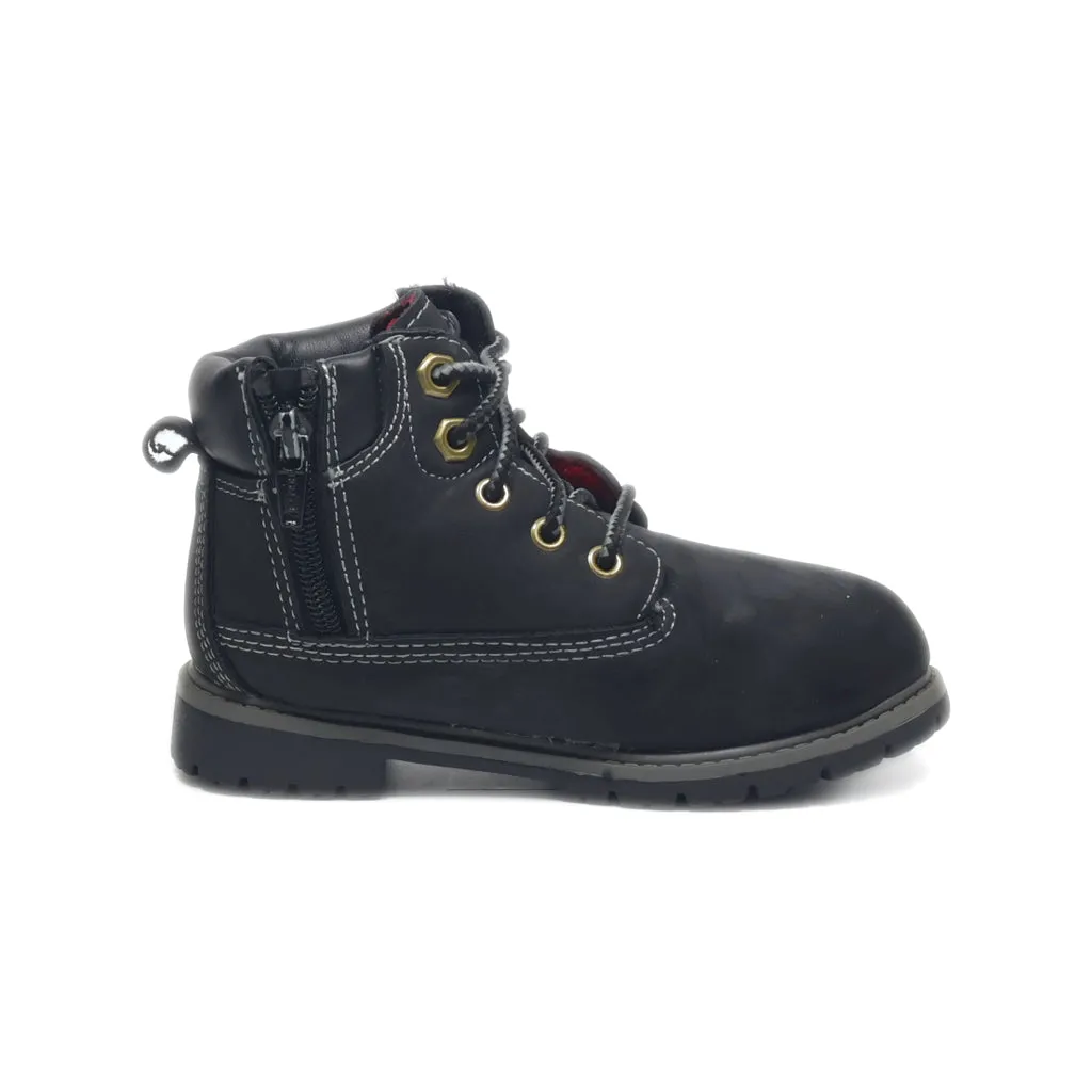 Faded Glory Ankle Boots Leather Black Colour For Kids