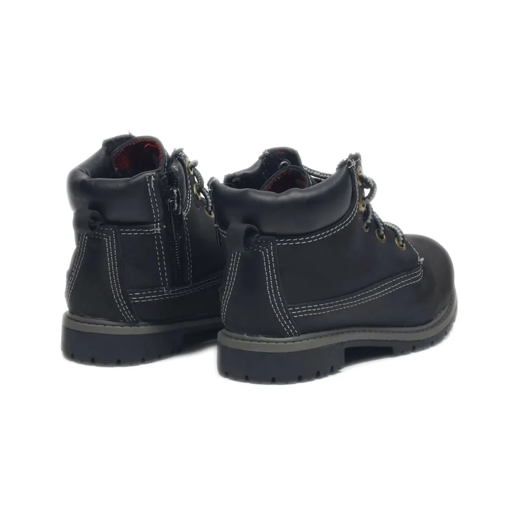 Faded Glory Ankle Boots Leather Black Colour For Kids