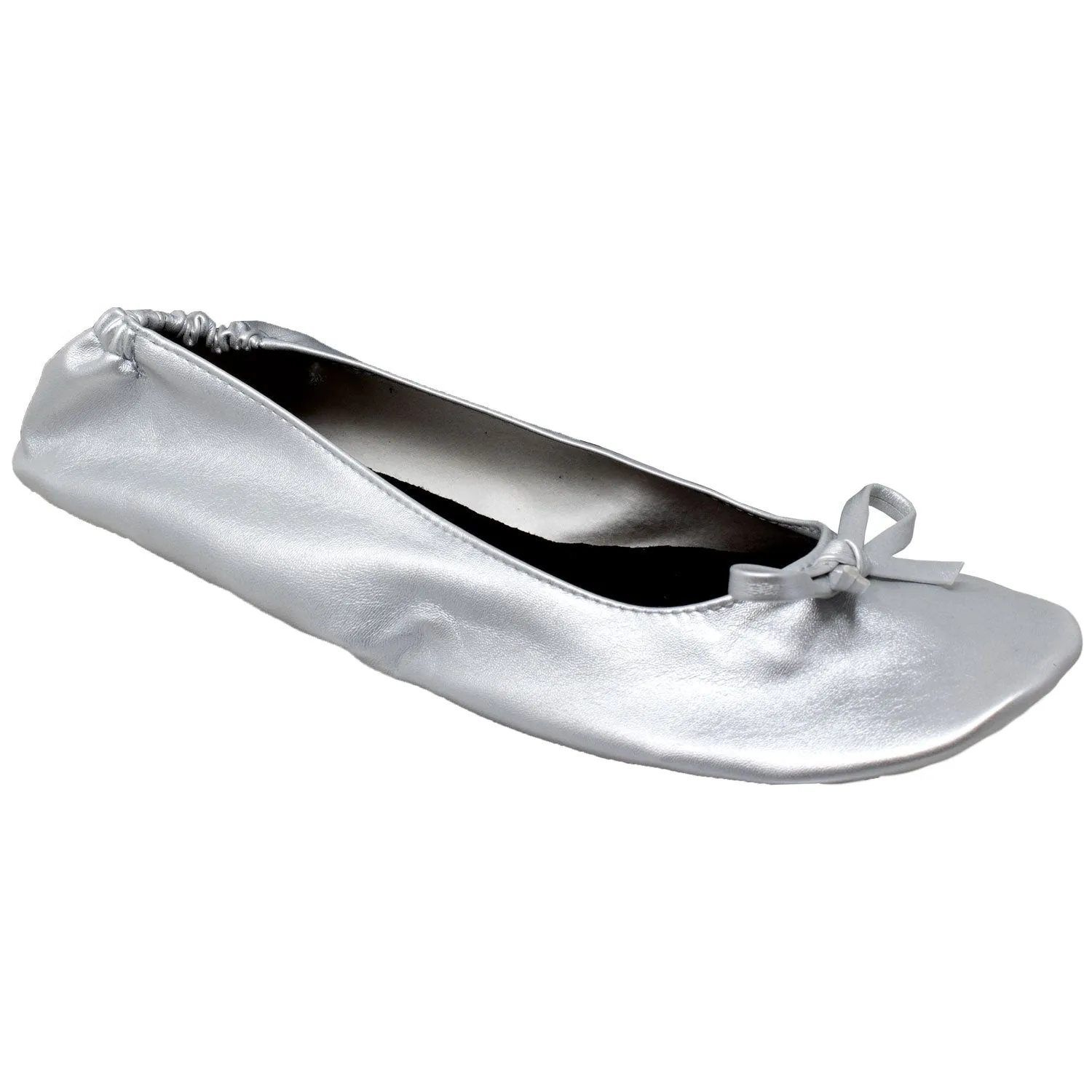 Foldable Ballet Flats Women's Travel Portable Comfortable Shoes Silver