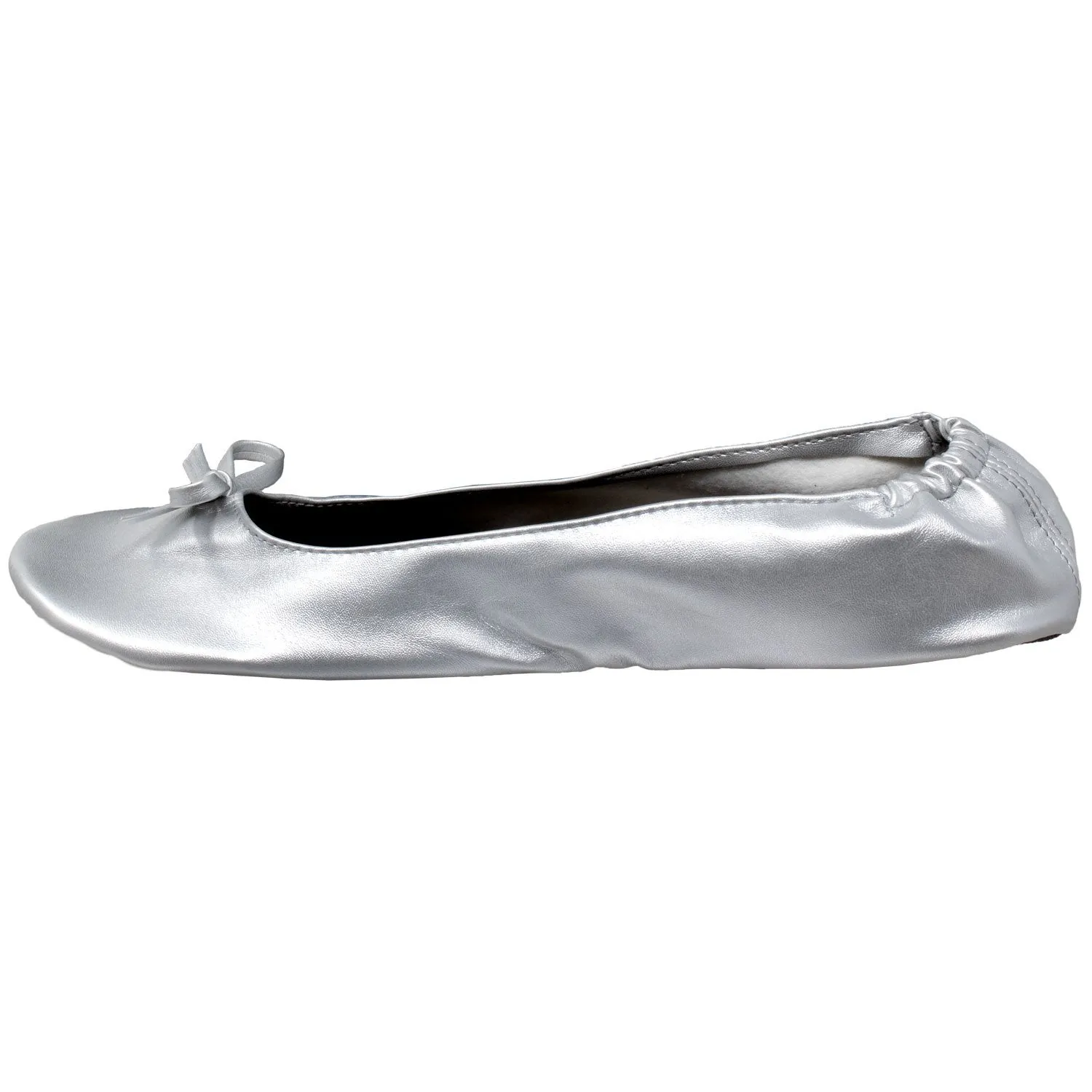 Foldable Ballet Flats Women's Travel Portable Comfortable Shoes Silver