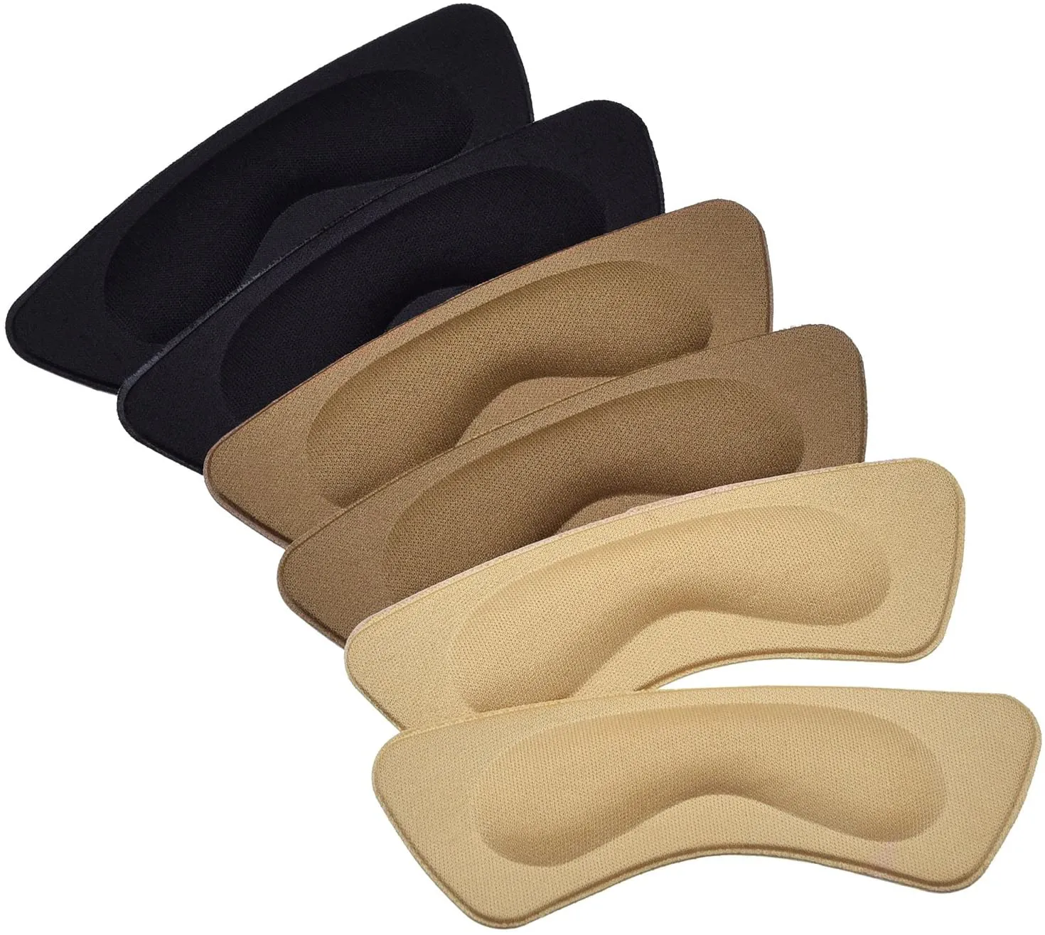 Hotop 6 Pairs Heel Cushion Pads Heel Shoe Grips Liner Self-Adhesive Shoe Insoles Foot Care Protector (Brown, Khaki, Black)