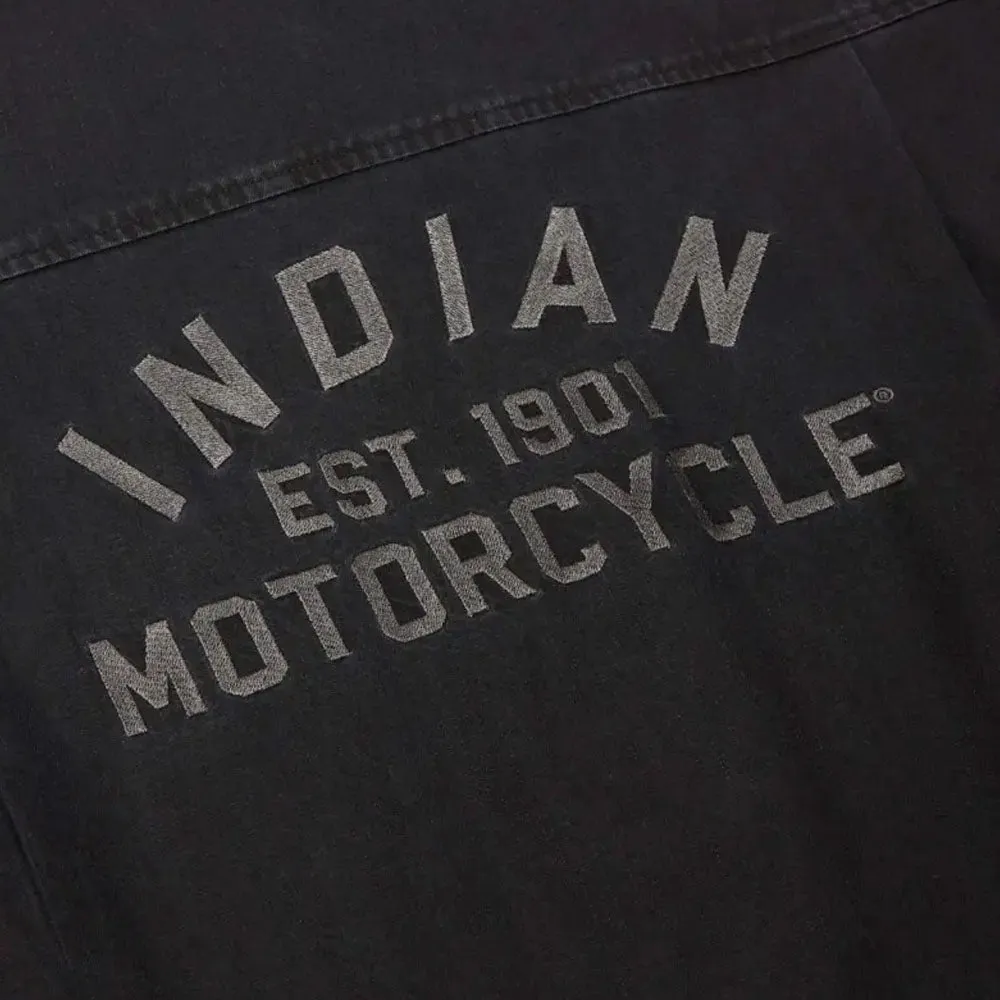 Indian Motorcycle  Mens Denim Shirt Soft Durable Comfortable Cotton Blend Black