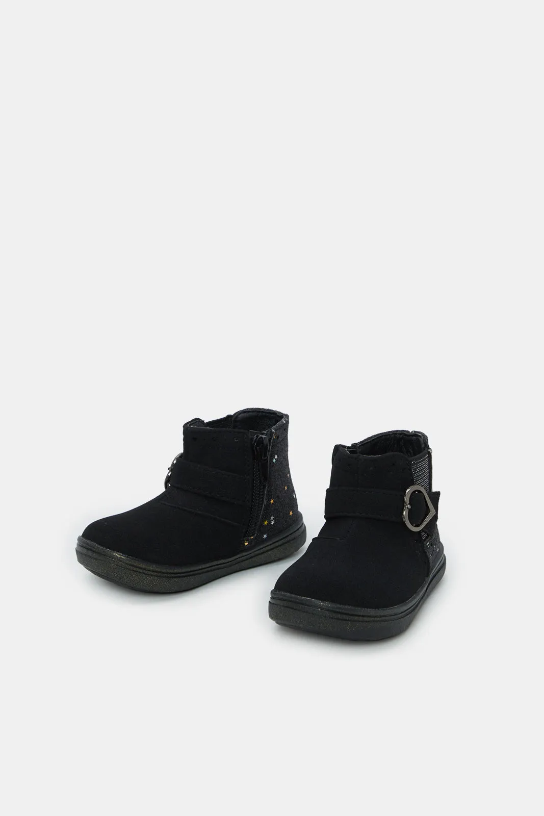 Infant Girls Black Star Ankle Boot