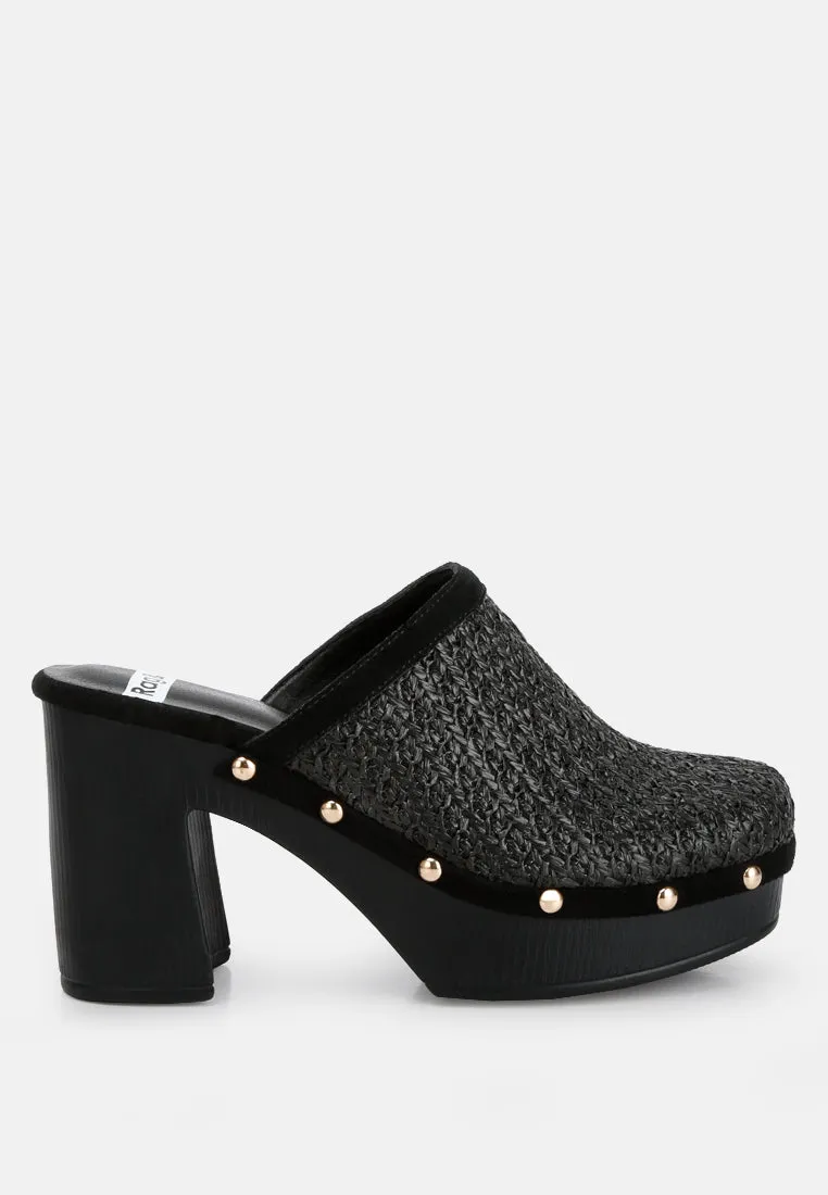 Jeydena Raffia Platform Clogs