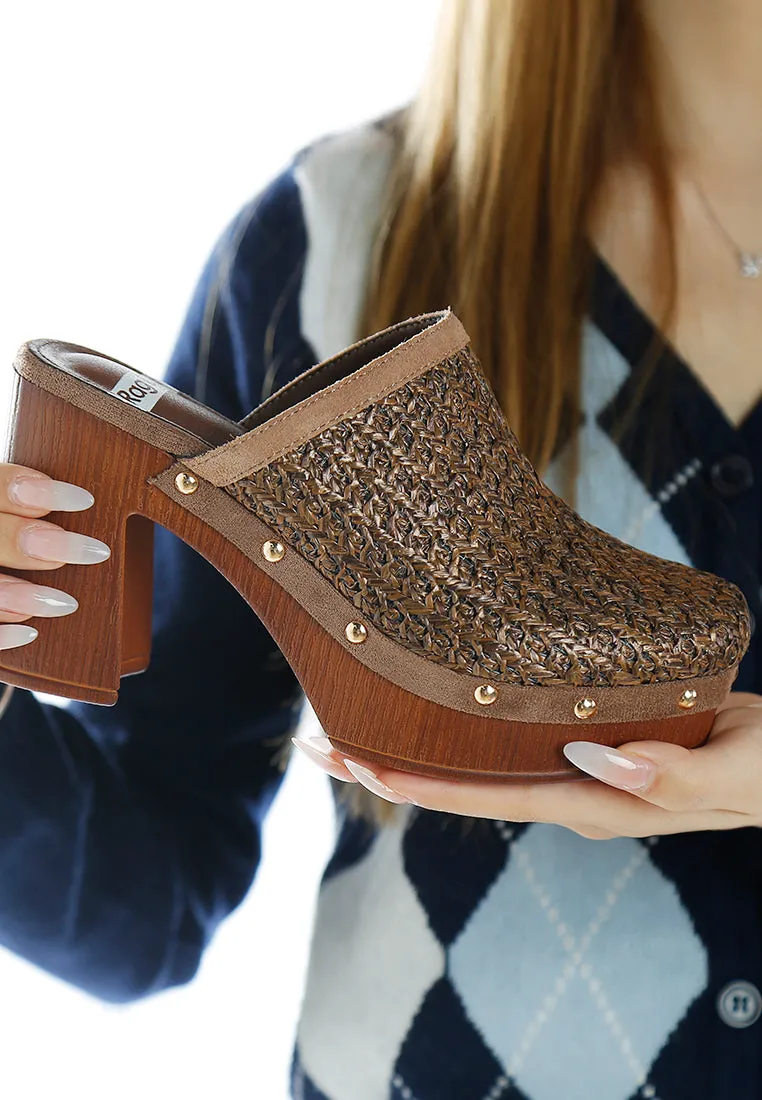 Jeydena Raffia Platform Clogs