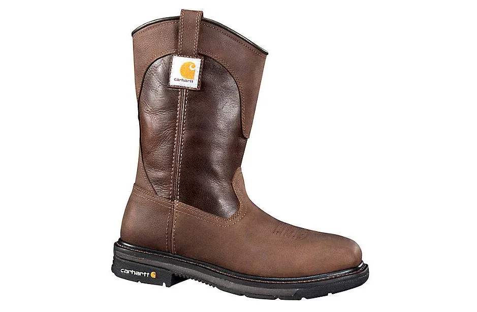 K-Carhartt Boots, 11-Inch Square Steel Toe Wellington Boot, CMP1218, Dk Brown Oil Tanned