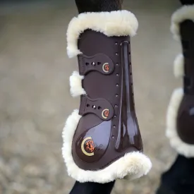 Kentucky Horsewear Sheepskin Tendon Boots Elastic - Brown