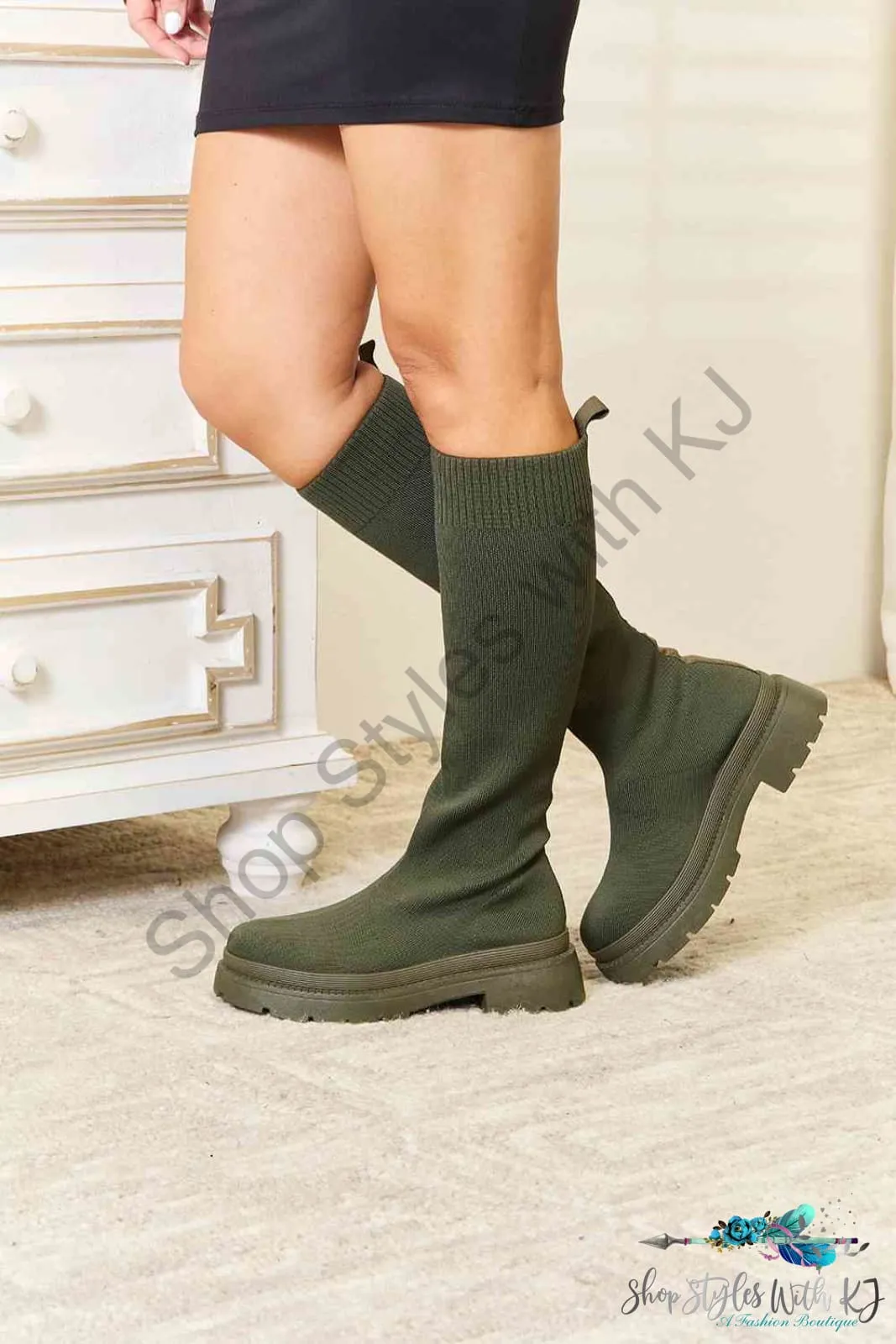 Knee High Platform Sock Boots