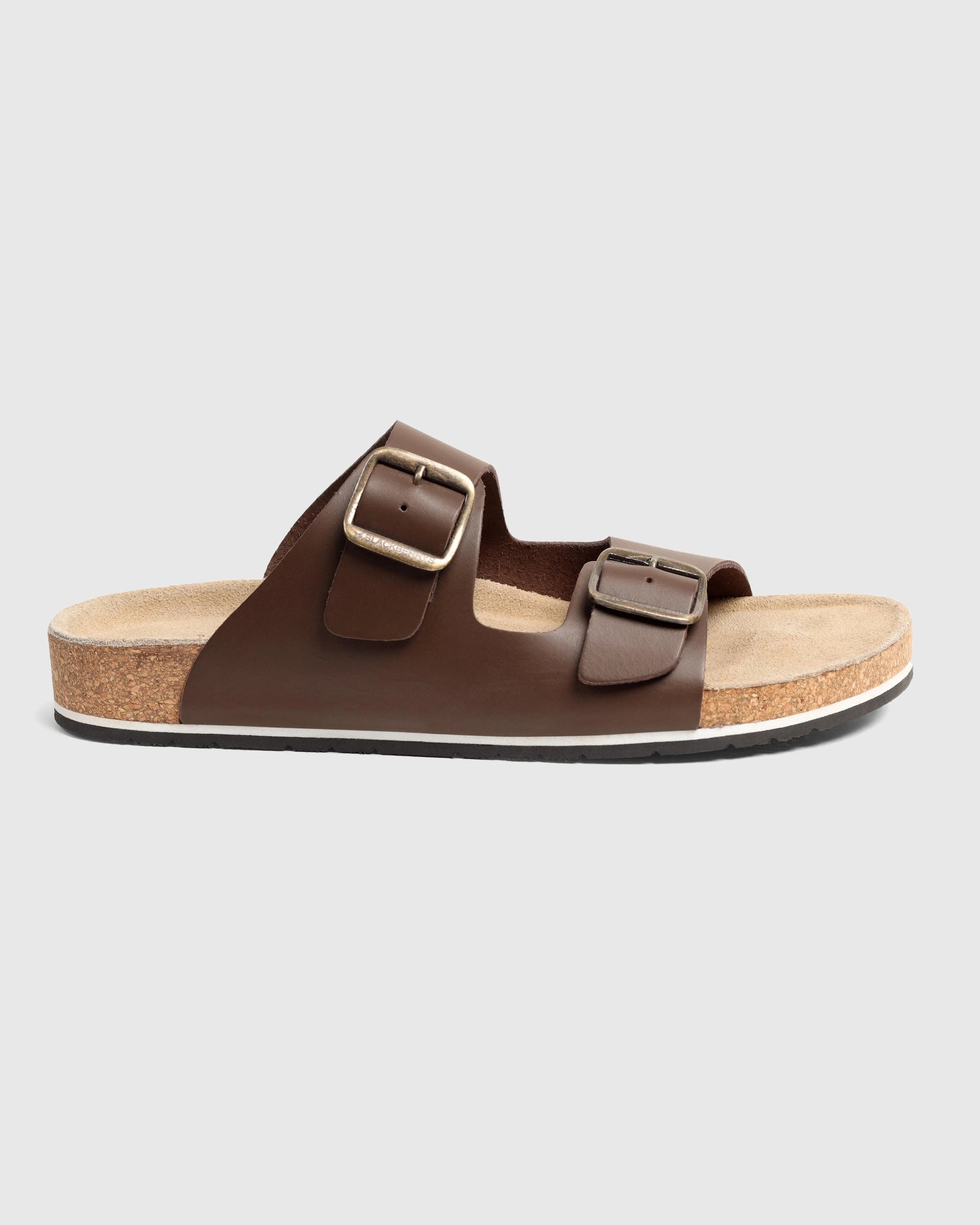 Leather Brown Solid Sandals - Shon