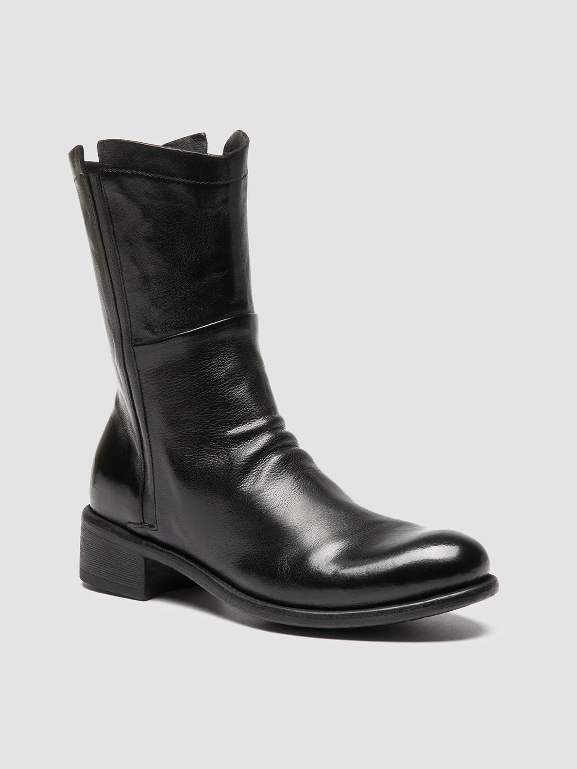 LIS 002 - Black Leather Zipped Boots