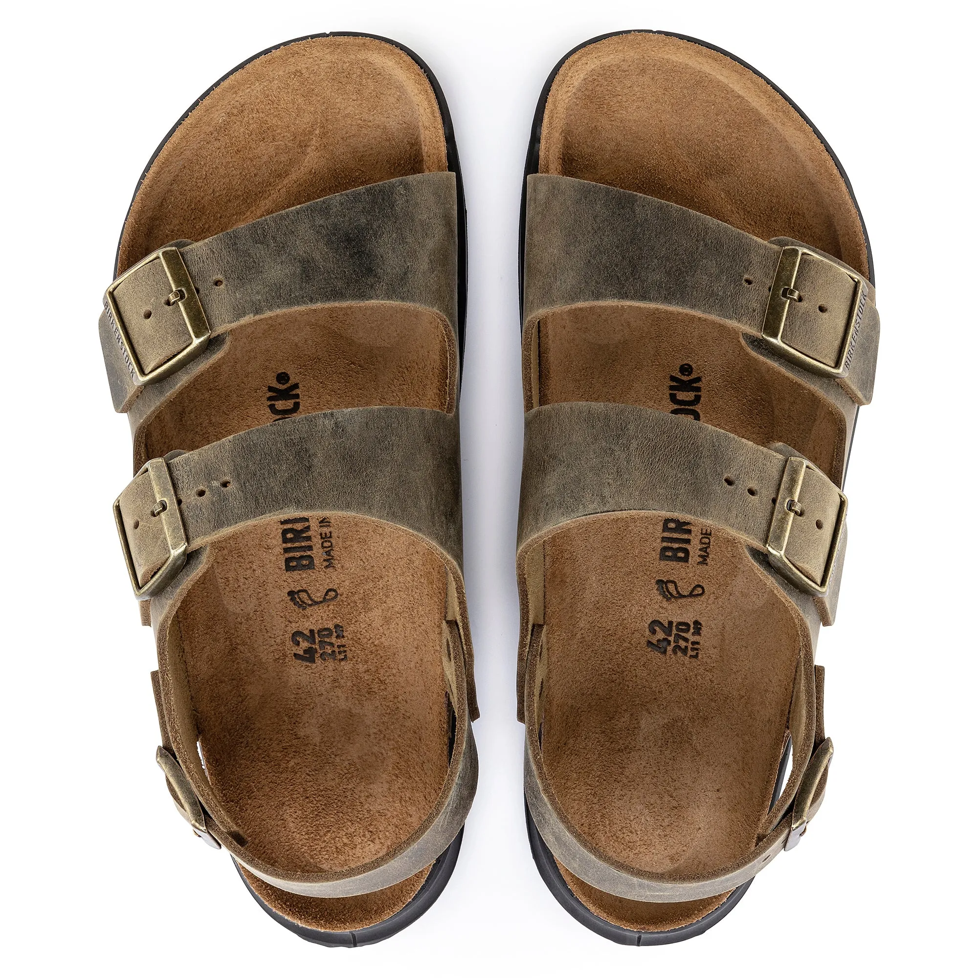 Men's Birkenstock Milano Rugged Oiled Leather Color: Faded Khaki