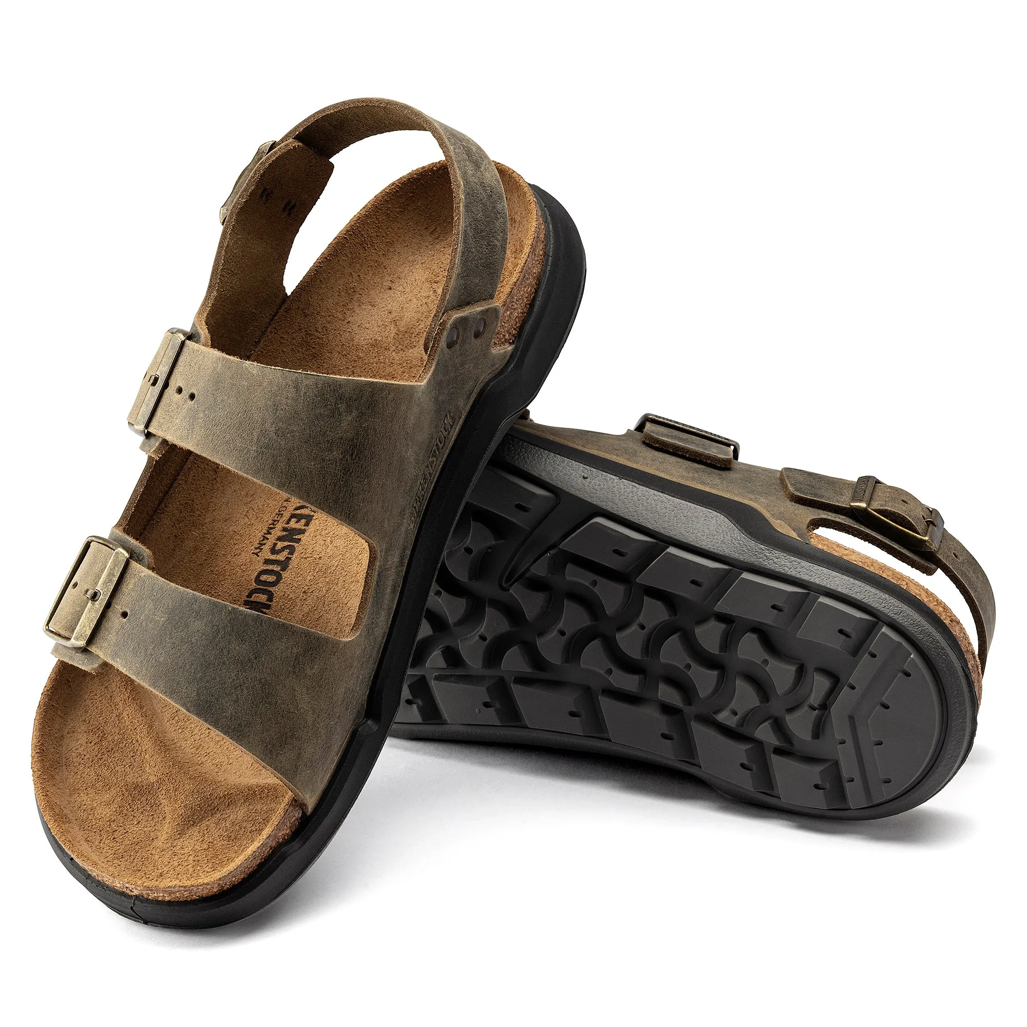 Men's Birkenstock Milano Rugged Oiled Leather Color: Faded Khaki