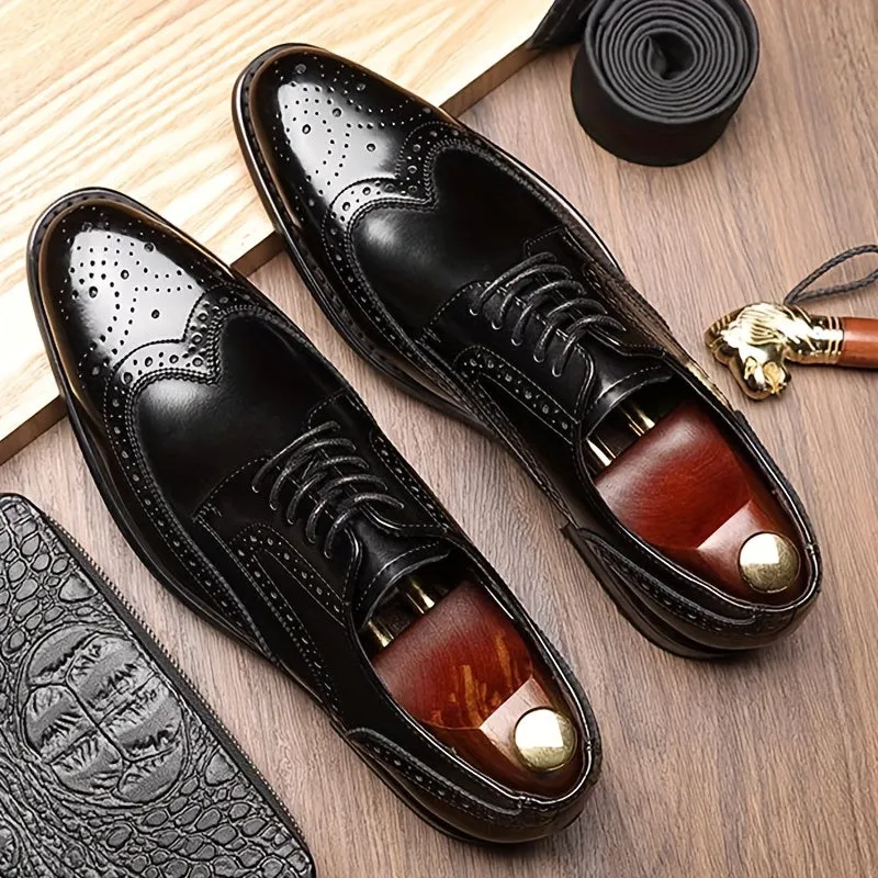 Mens Wingtip Brogue Oxford Shoes - Premium Leather Upper, Ultra-Comfy, Slip-Resistant, Durable, Versatile for Casual & Formal Occasions - High-Quality Mens Footwear