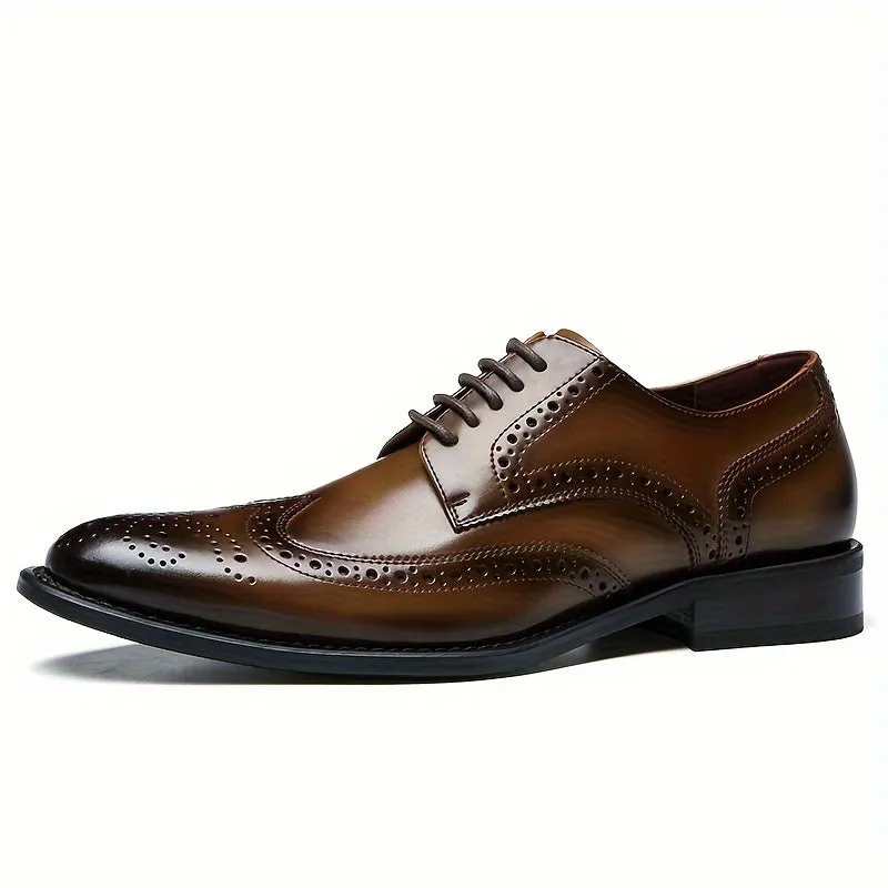 Mens Wingtip Brogue Oxford Shoes - Premium Leather Upper, Ultra-Comfy, Slip-Resistant, Durable, Versatile for Casual & Formal Occasions - High-Quality Mens Footwear