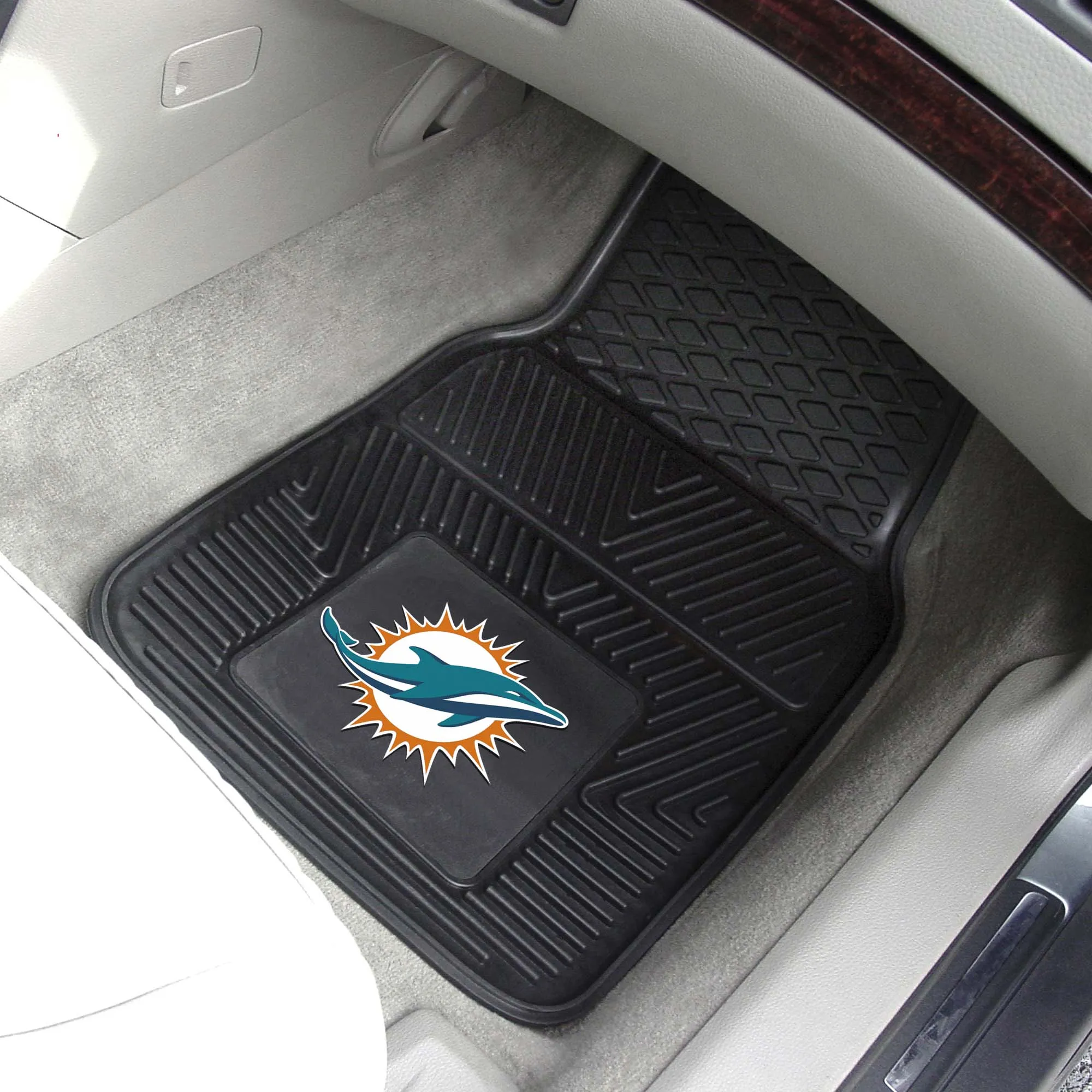 Miami Dolphins Heavy Duty Car Mat Set - 2 Pieces