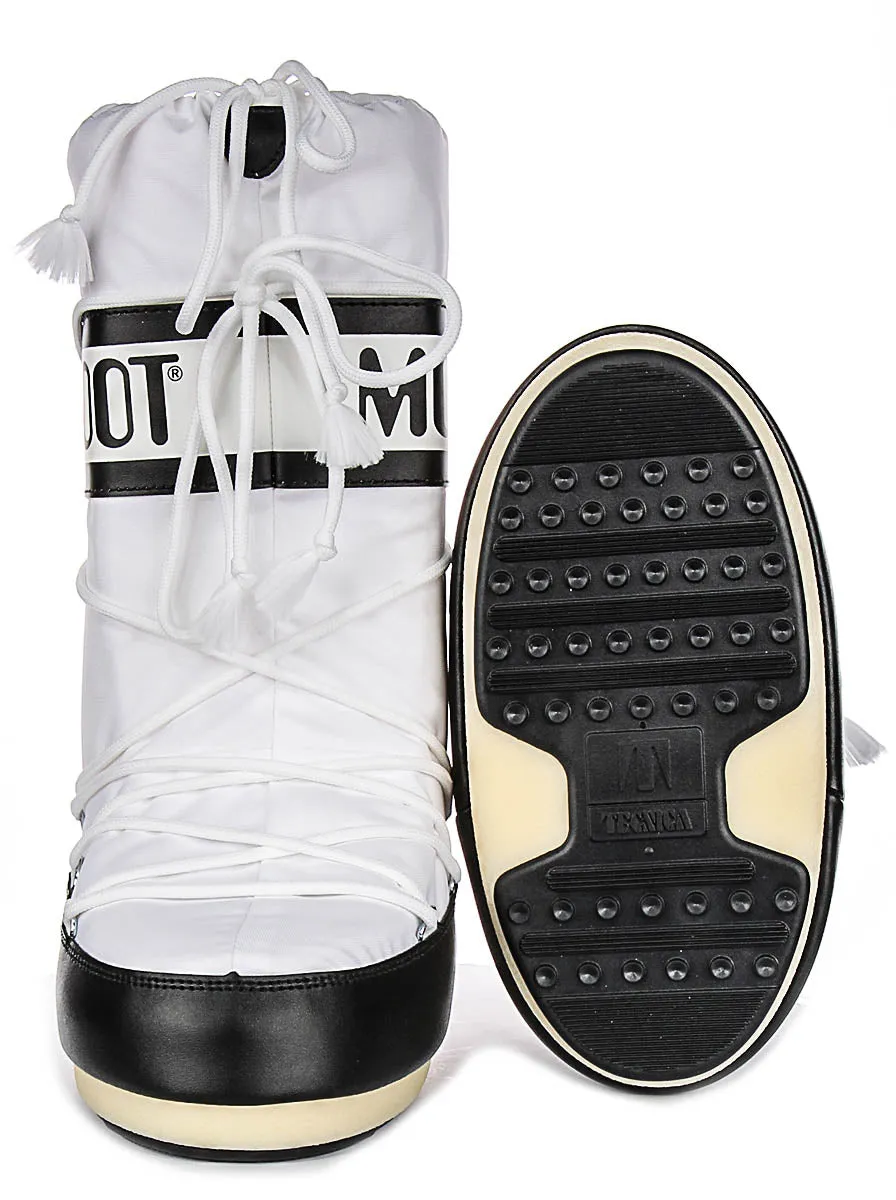 Moon Boot Icon Nylon In White Black For Women