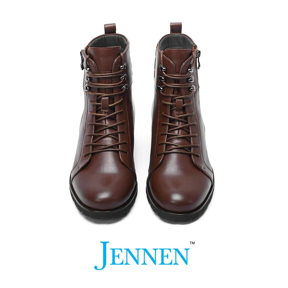 Mr. Abela 8cm | 3.2 inches Brown Stylish Elevator Leather Boots