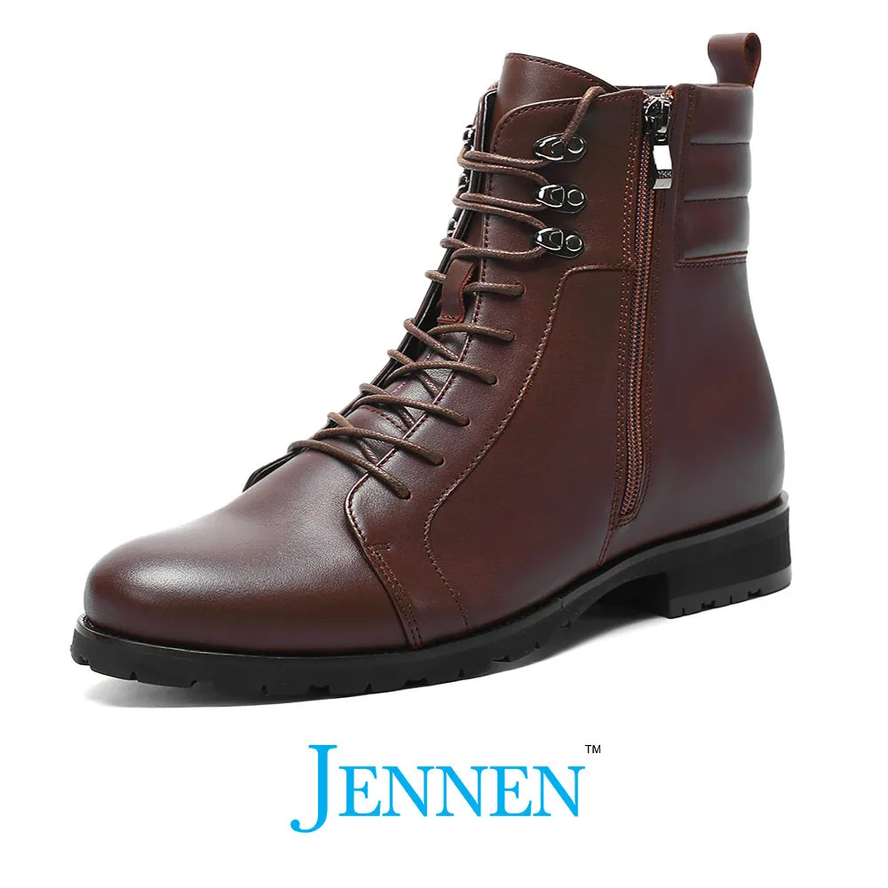 Mr. Abela 8cm | 3.2 inches Brown Stylish Elevator Leather Boots