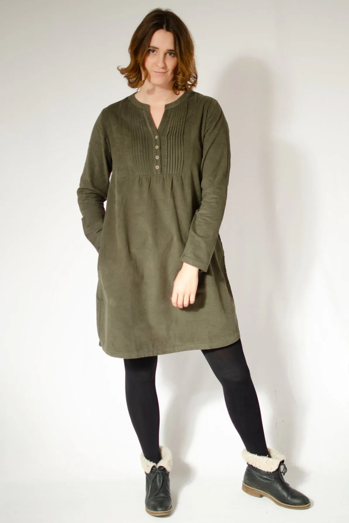 Needlecord Pintuck Tunic Dress