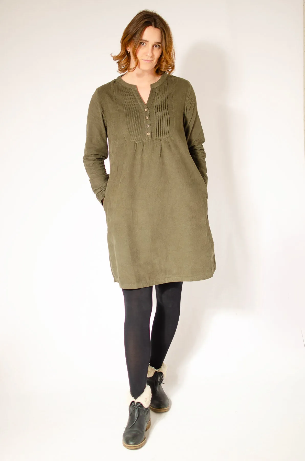 Needlecord Pintuck Tunic Dress