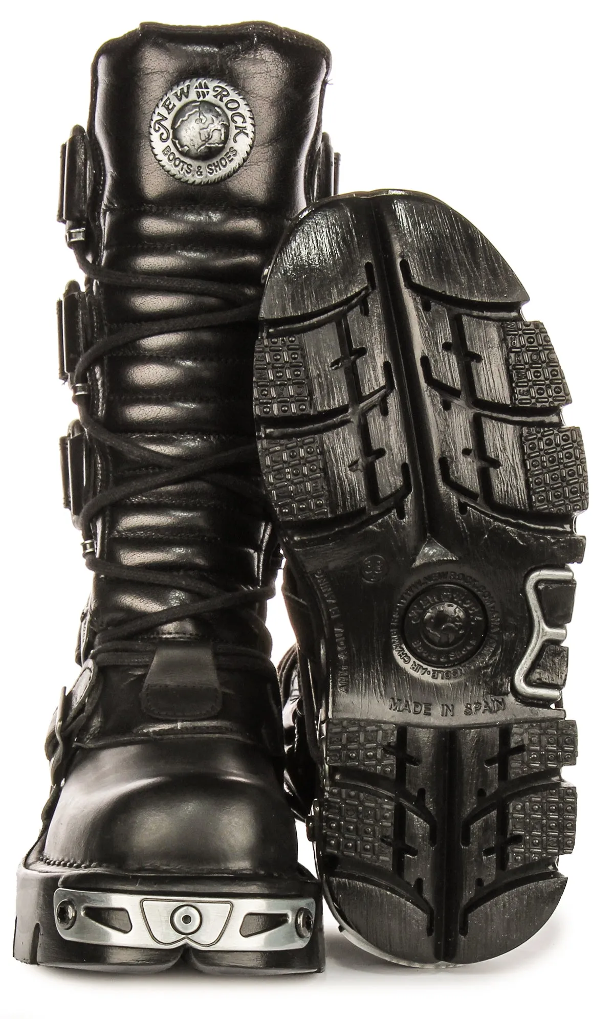 Newrock 474 Reactor Adjustable Straps In Black Leather Boots