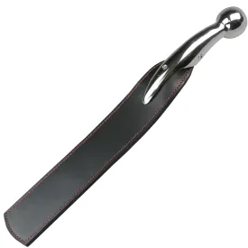 Paddle - Leather Heavy Duty Spanking Strap with Curved Metal Handle