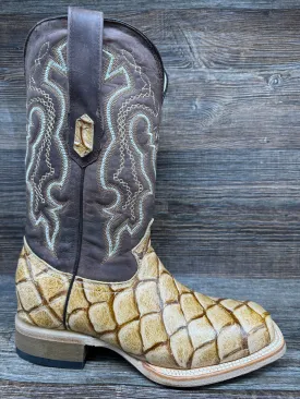 Q157 Men's Genuine Cowhide Fish Print Western Boots by Cowtown