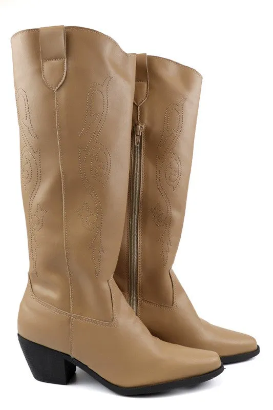 Samantha Western Style Tall Boots