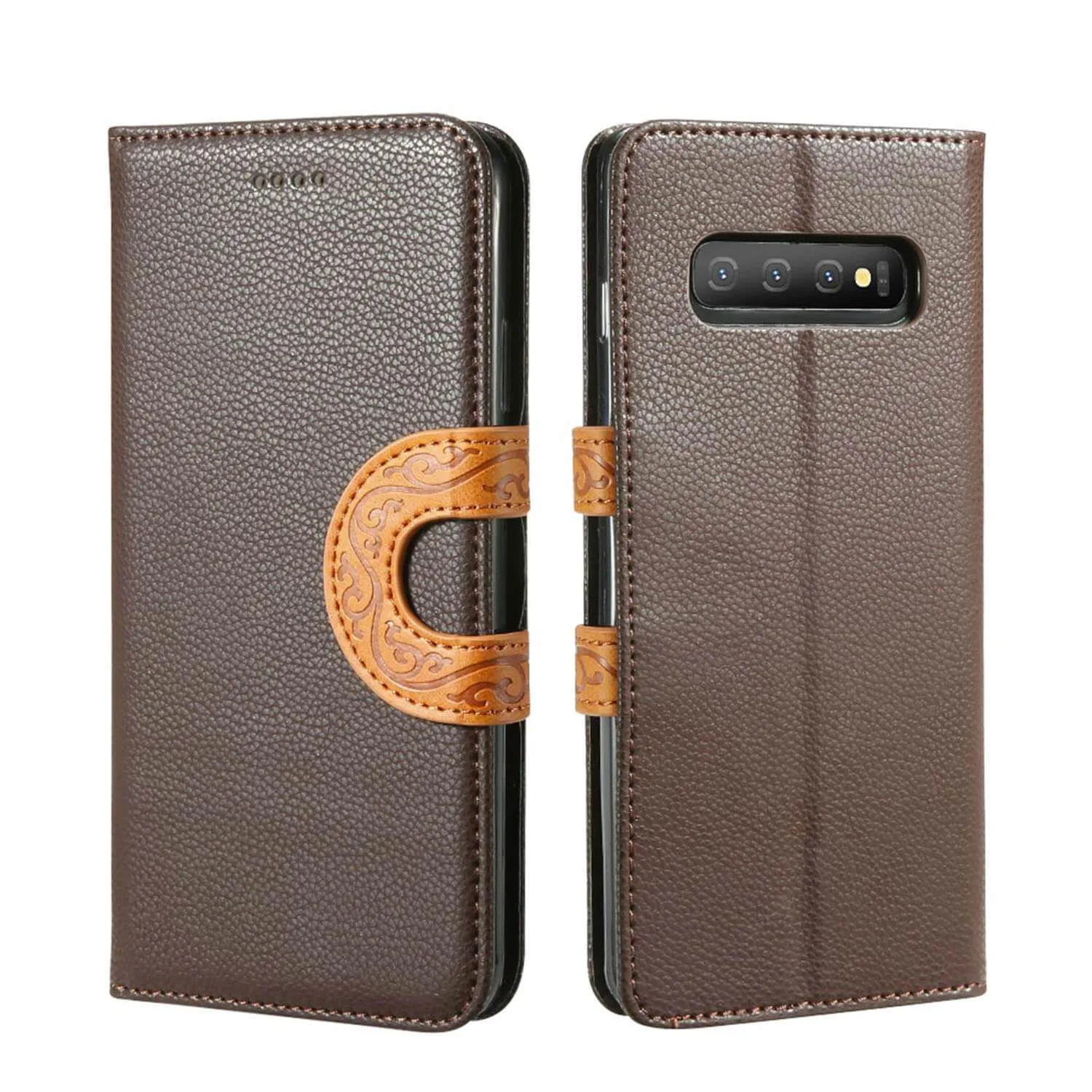 Samsung Galaxy S10 Case - Leather, Card Slots, Tribal Strap